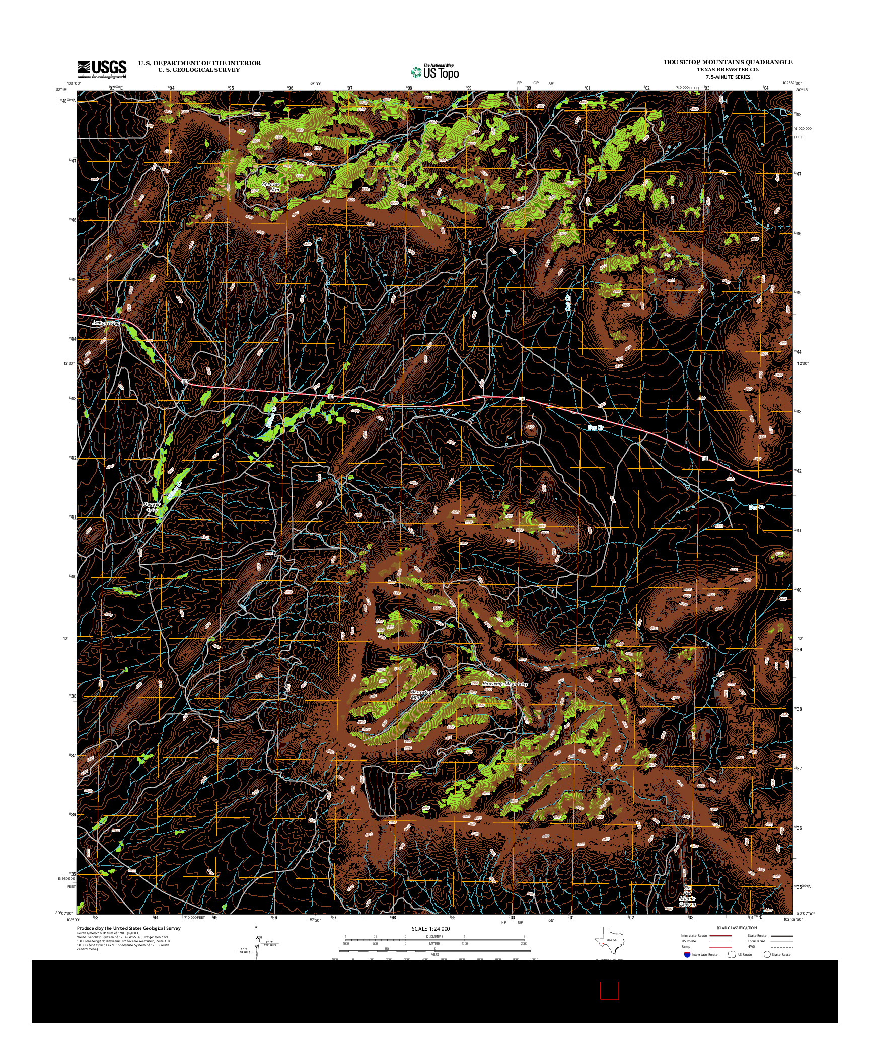 USGS US TOPO 7.5-MINUTE MAP FOR HOUSETOP MOUNTAINS, TX 2012