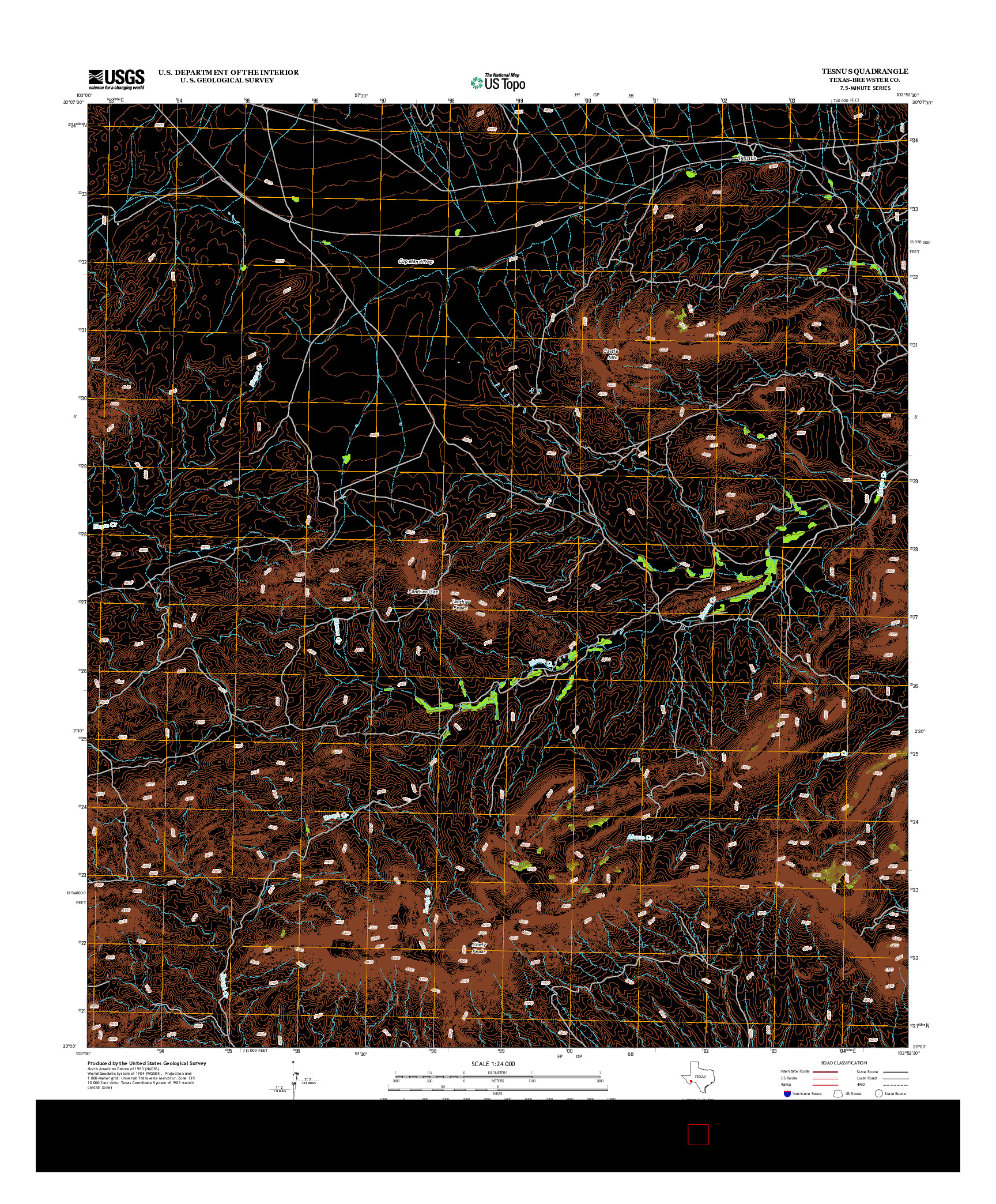 USGS US TOPO 7.5-MINUTE MAP FOR TESNUS, TX 2012