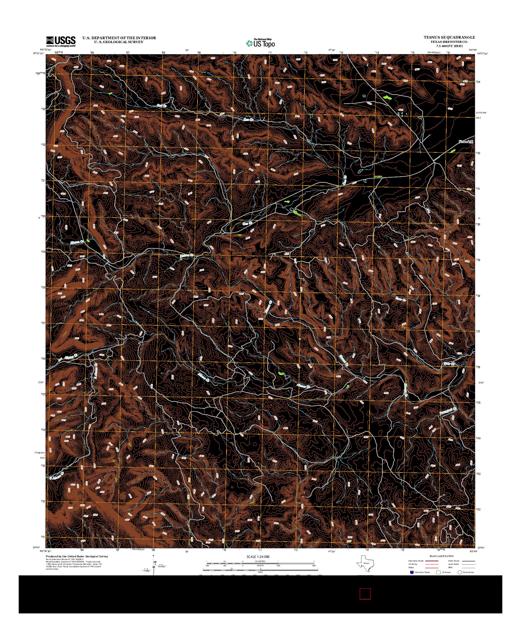 USGS US TOPO 7.5-MINUTE MAP FOR TESNUS SE, TX 2012