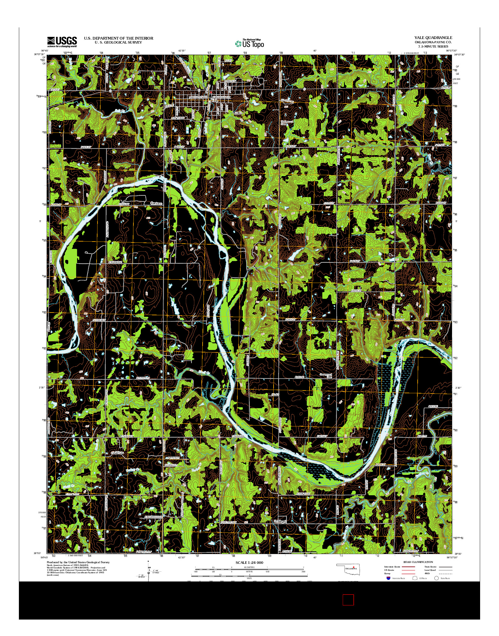 USGS US TOPO 7.5-MINUTE MAP FOR YALE, OK 2012