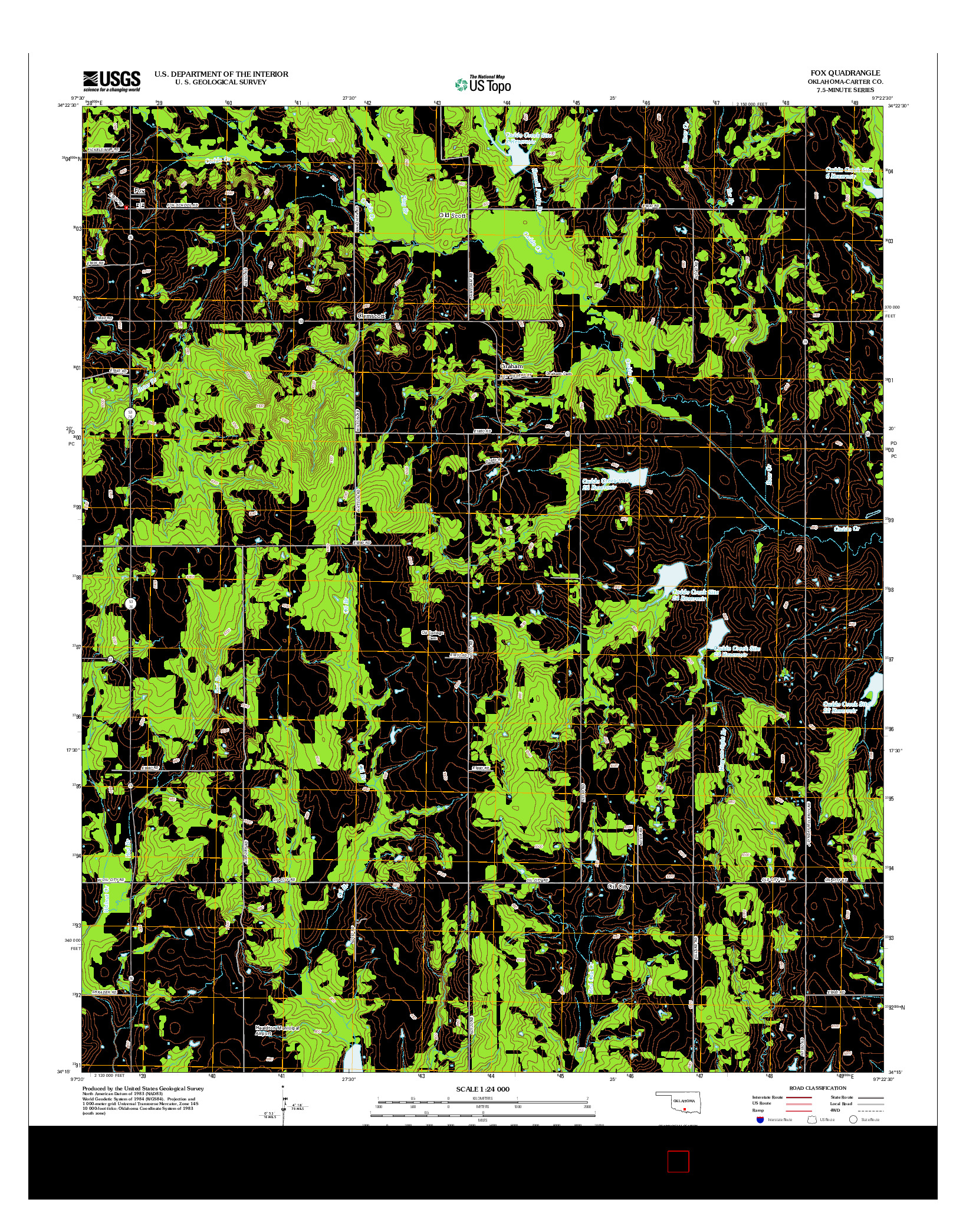 USGS US TOPO 7.5-MINUTE MAP FOR FOX, OK 2012