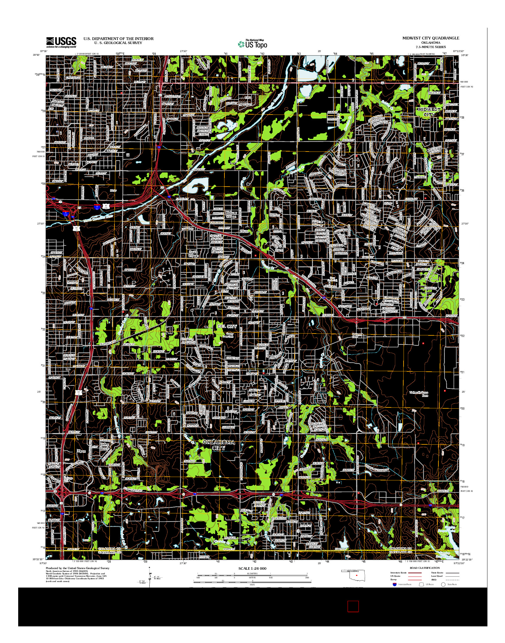 USGS US TOPO 7.5-MINUTE MAP FOR MIDWEST CITY, OK 2012