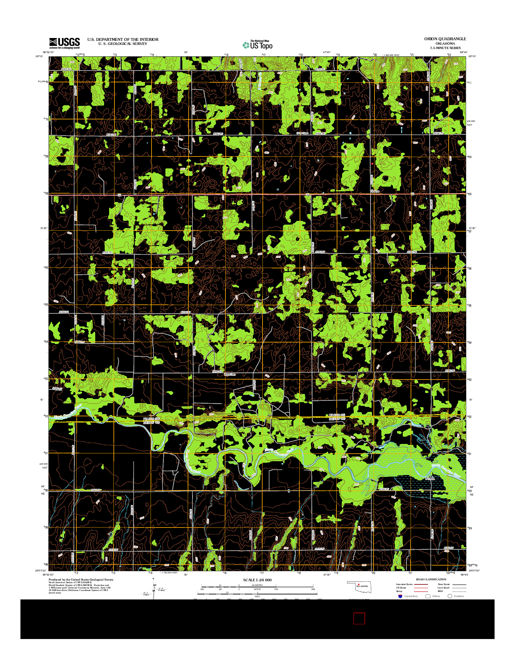 USGS US TOPO 7.5-MINUTE MAP FOR ORION, OK 2012