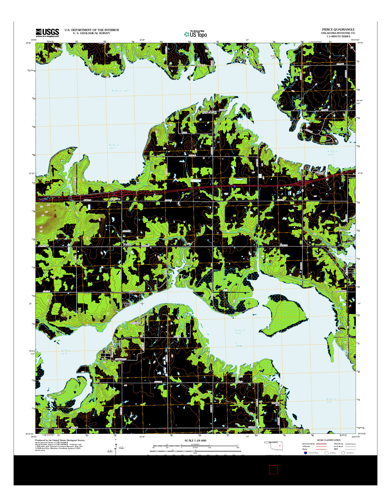 USGS US TOPO 7.5-MINUTE MAP FOR PIERCE, OK 2012