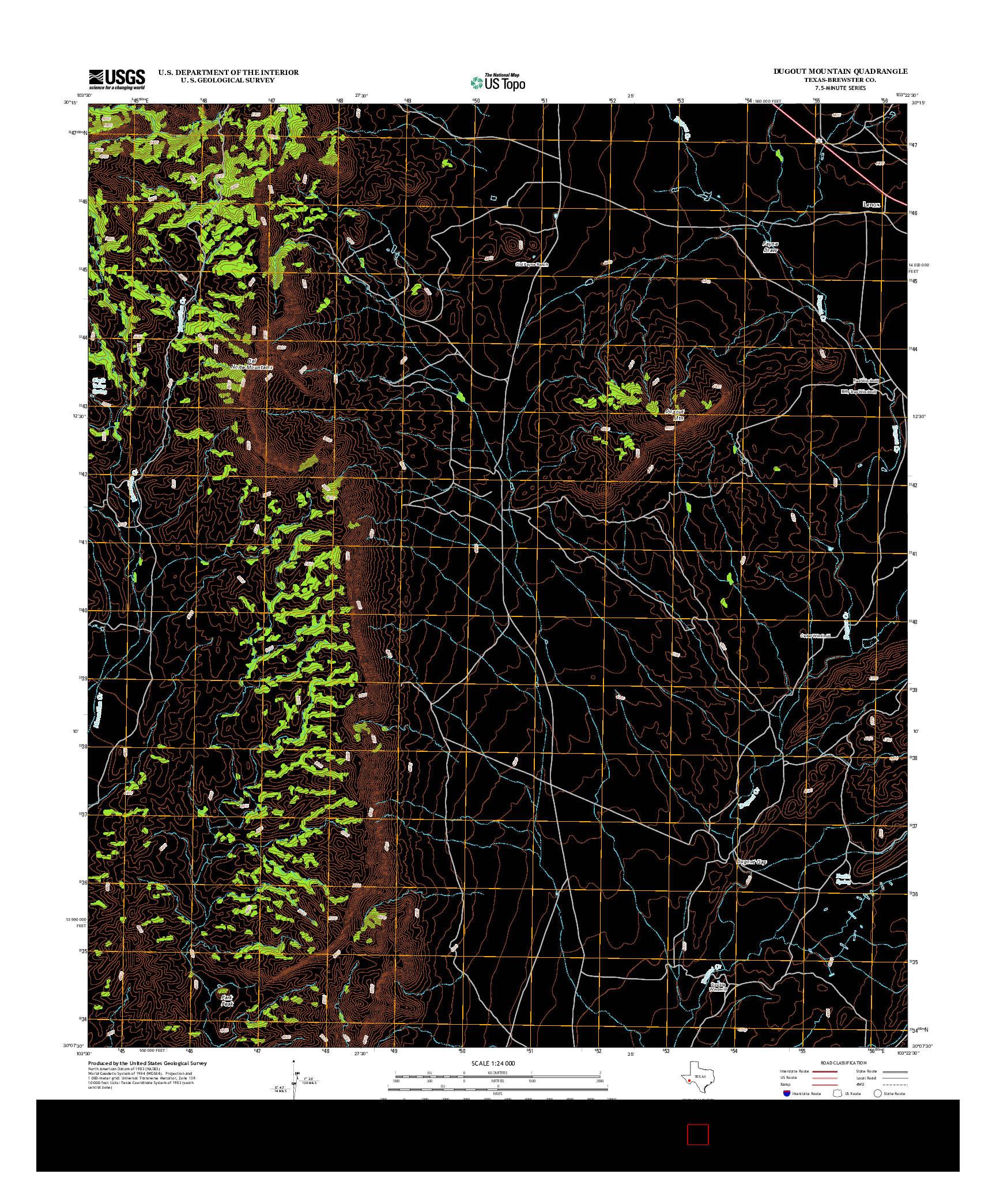 USGS US TOPO 7.5-MINUTE MAP FOR DUGOUT MOUNTAIN, TX 2012