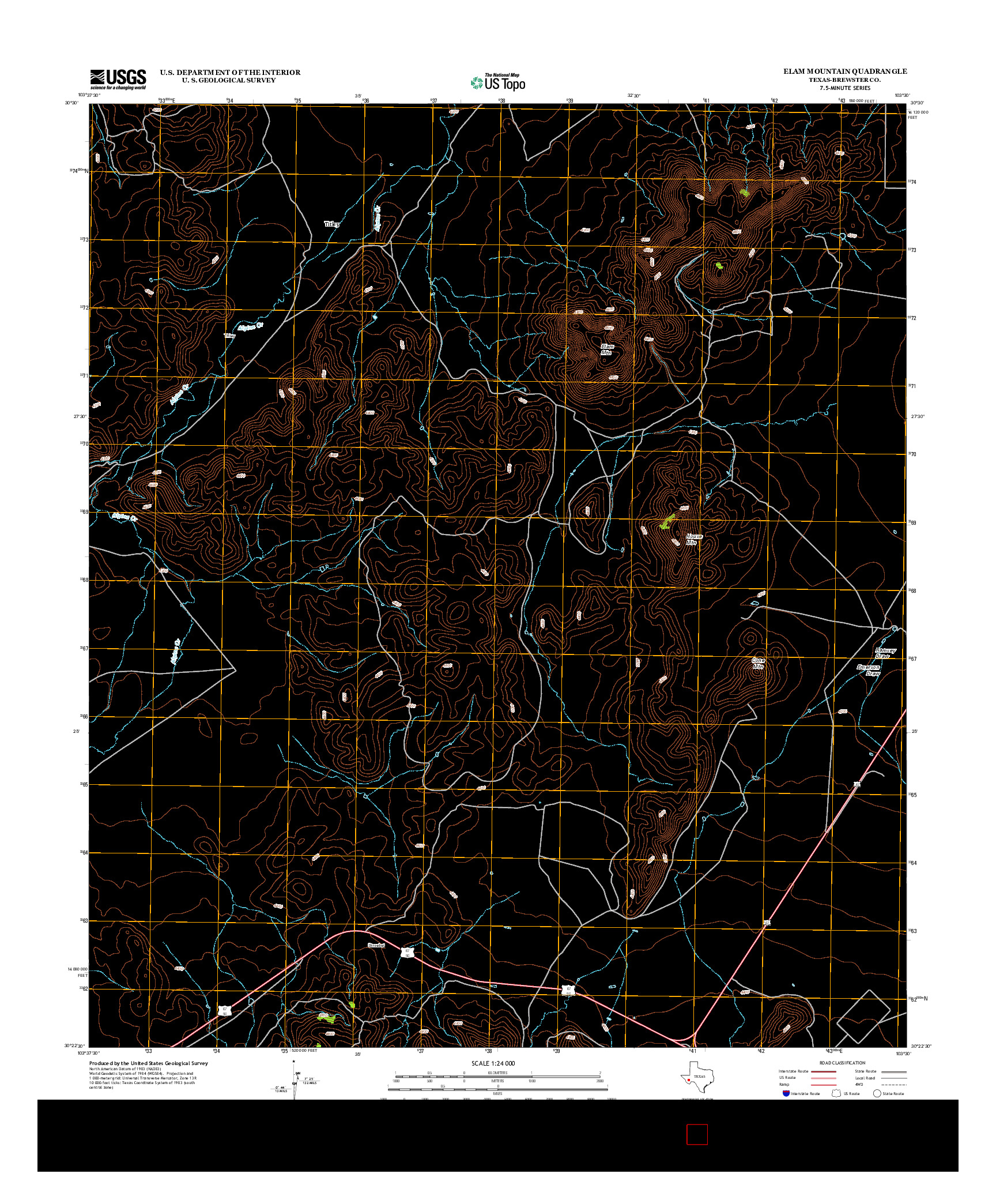 USGS US TOPO 7.5-MINUTE MAP FOR ELAM MOUNTAIN, TX 2012