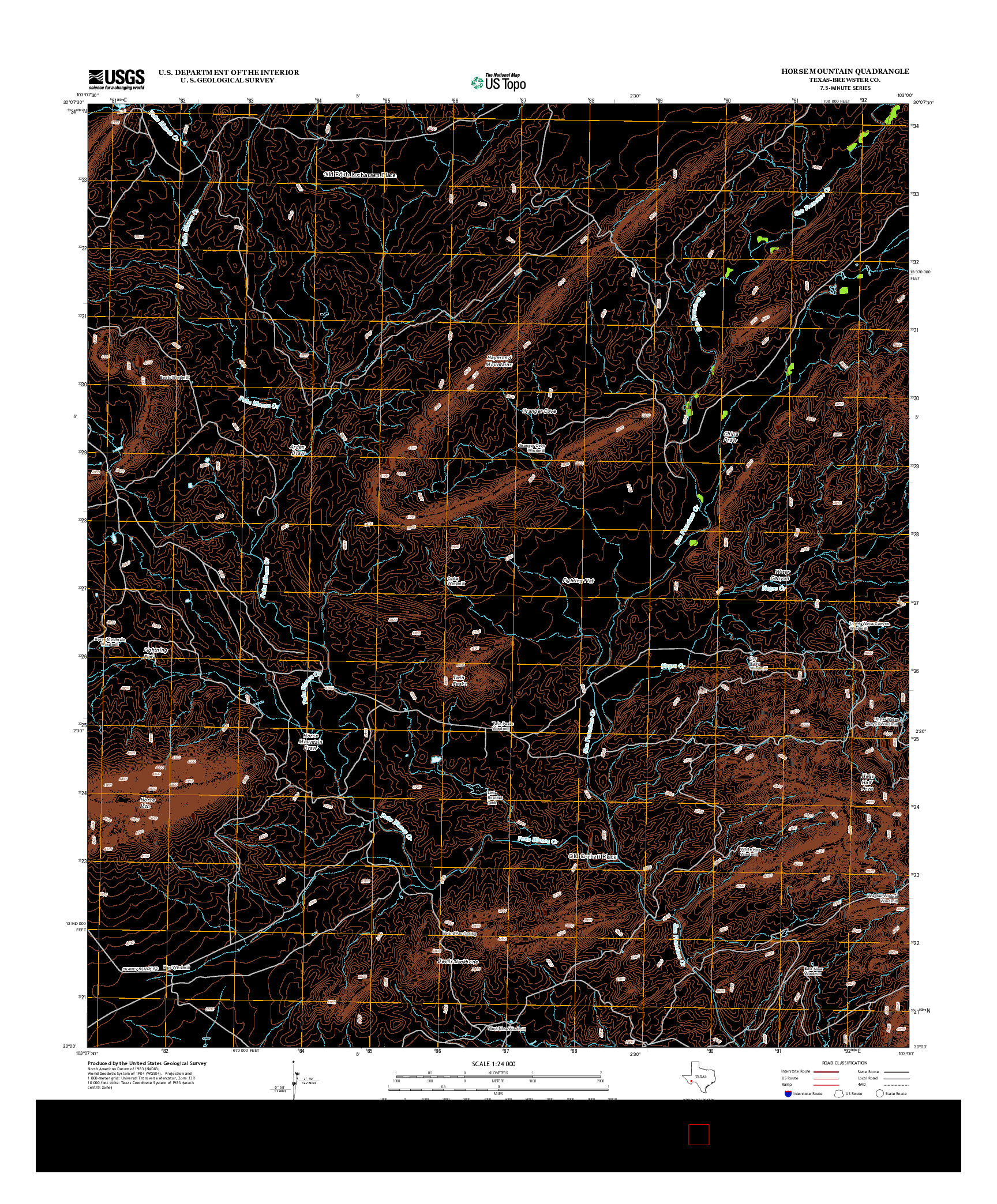 USGS US TOPO 7.5-MINUTE MAP FOR HORSE MOUNTAIN, TX 2012