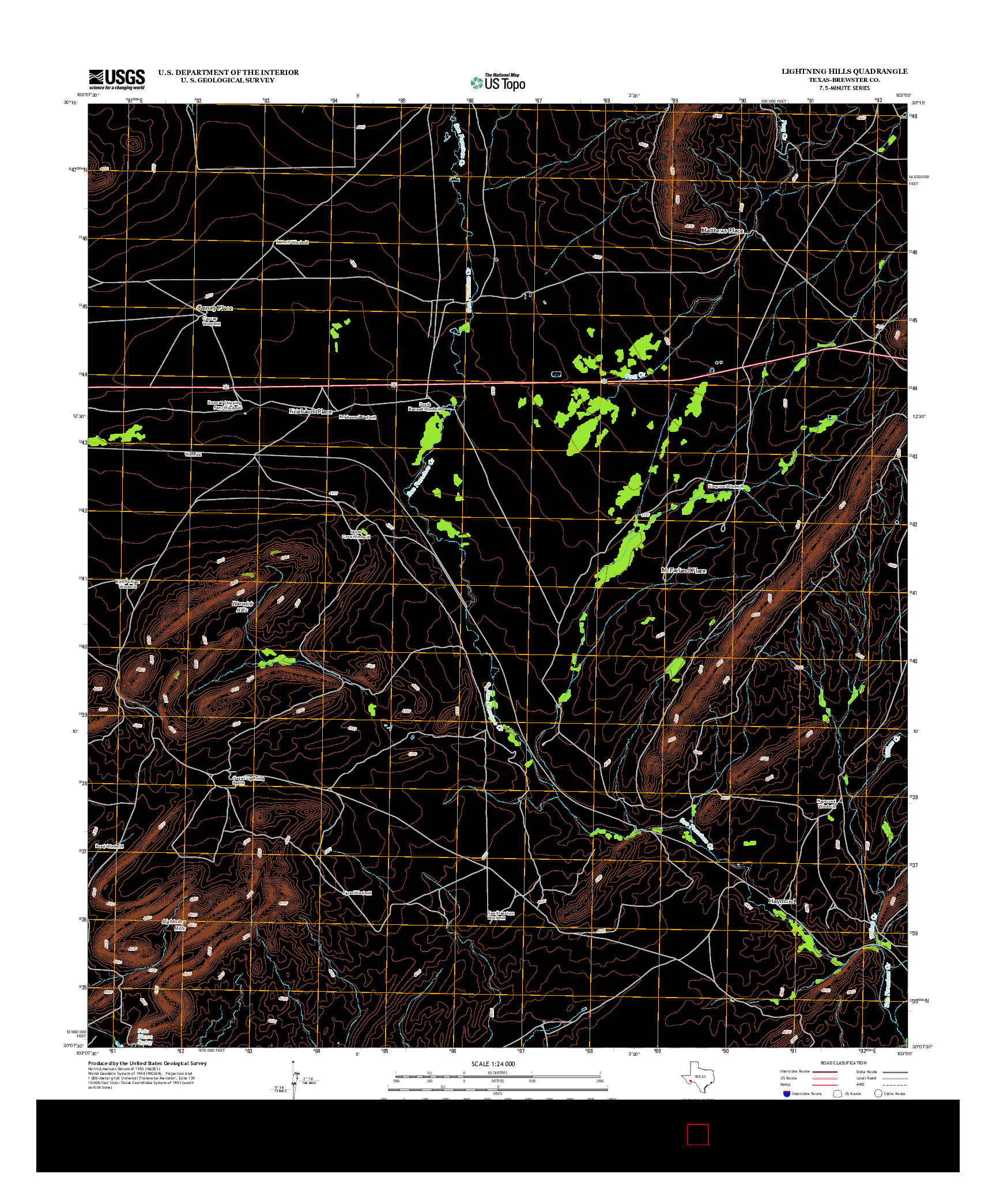 USGS US TOPO 7.5-MINUTE MAP FOR LIGHTNING HILLS, TX 2012