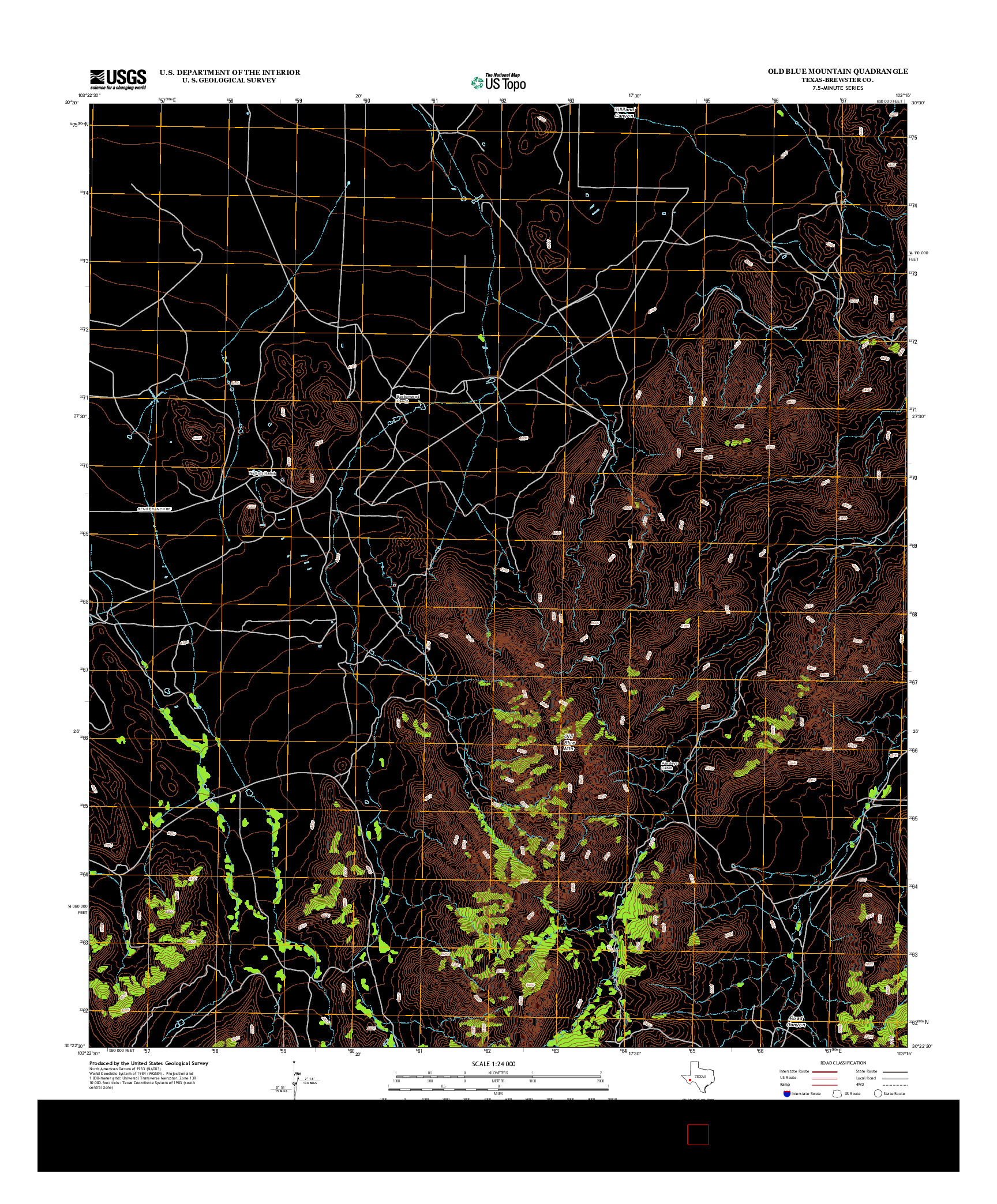 USGS US TOPO 7.5-MINUTE MAP FOR OLD BLUE MOUNTAIN, TX 2012