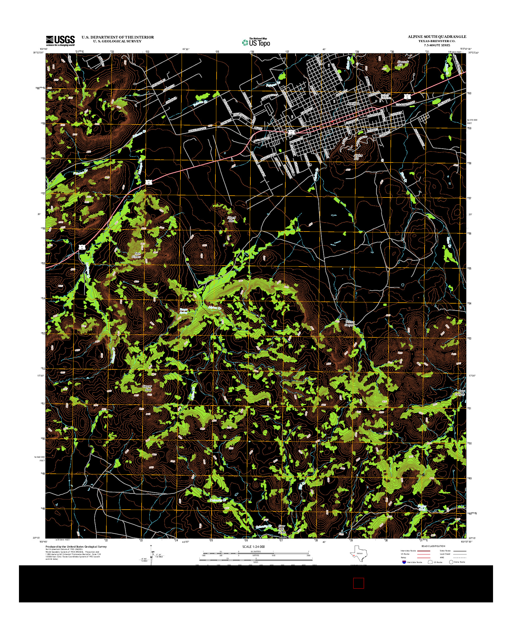 USGS US TOPO 7.5-MINUTE MAP FOR ALPINE SOUTH, TX 2012