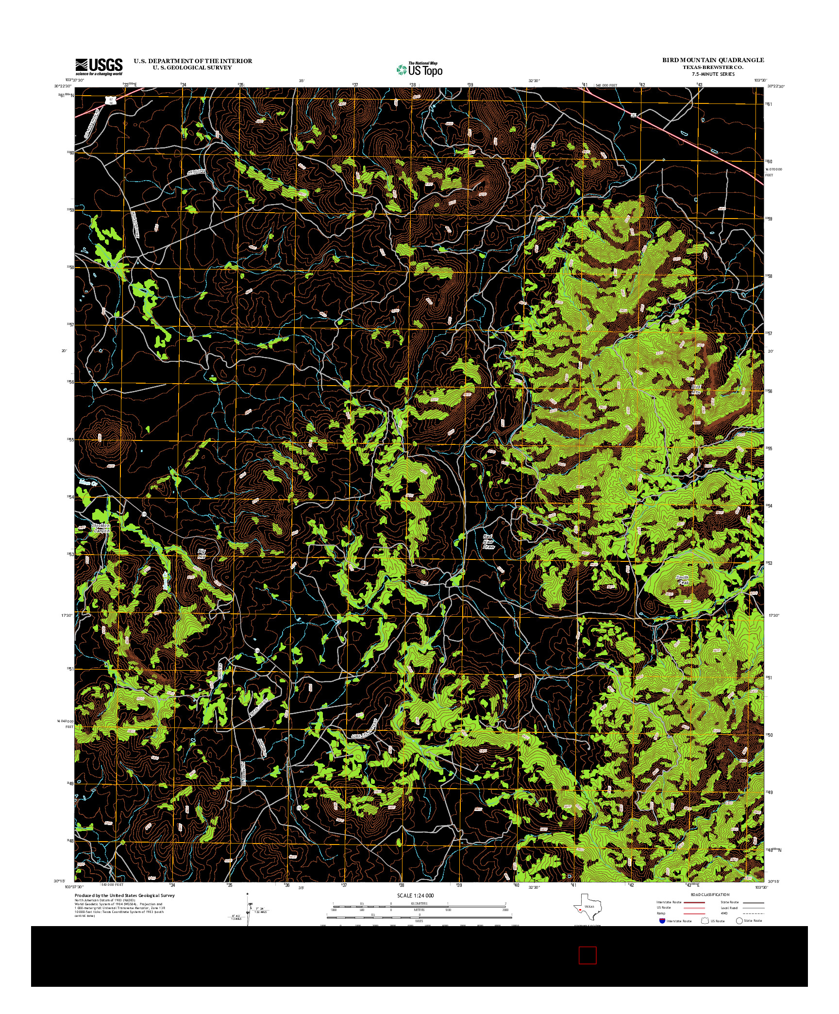 USGS US TOPO 7.5-MINUTE MAP FOR BIRD MOUNTAIN, TX 2012