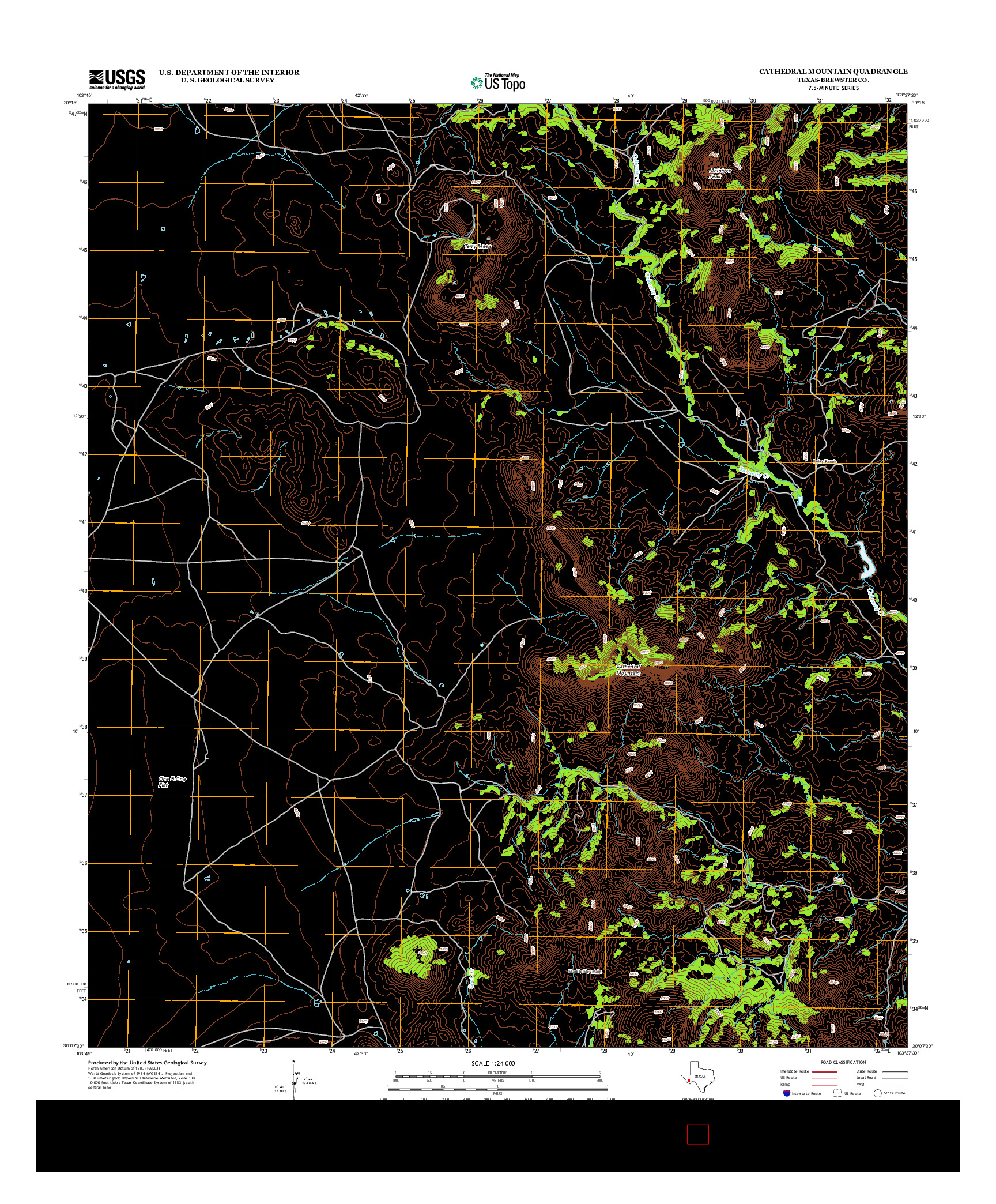 USGS US TOPO 7.5-MINUTE MAP FOR CATHEDRAL MOUNTAIN, TX 2012