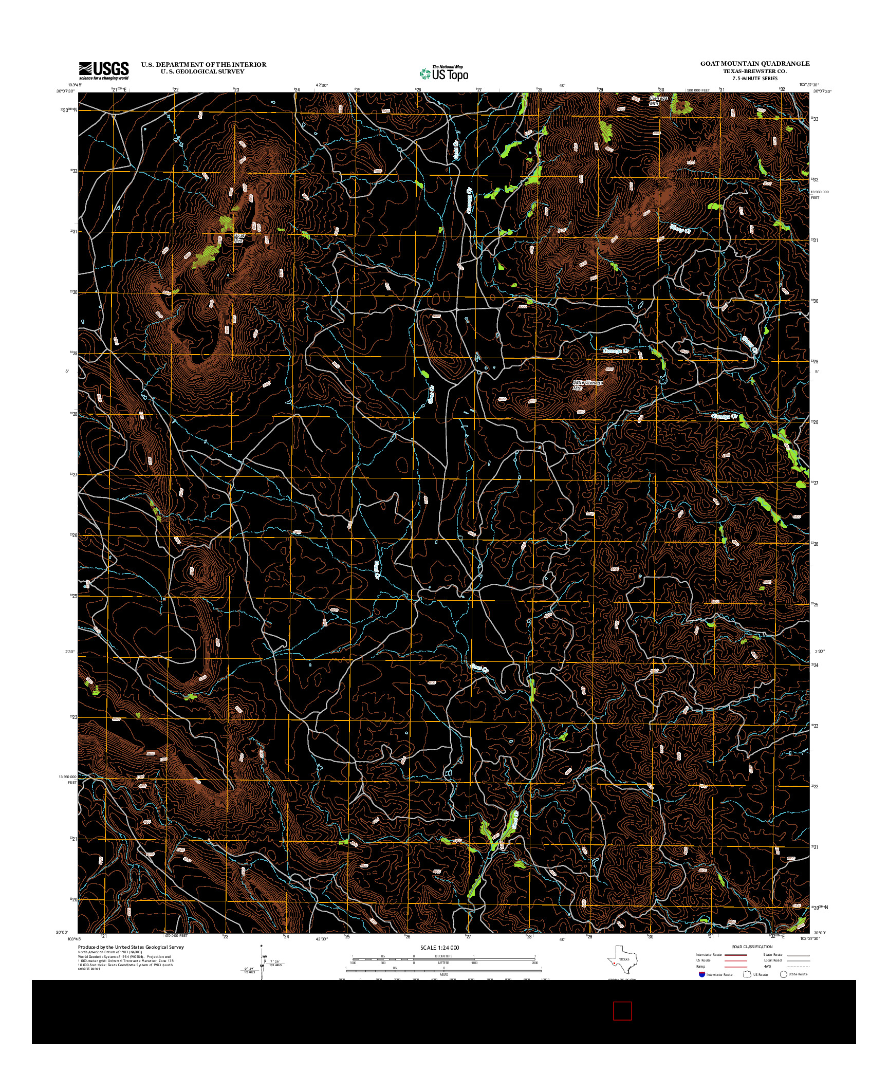 USGS US TOPO 7.5-MINUTE MAP FOR GOAT MOUNTAIN, TX 2012