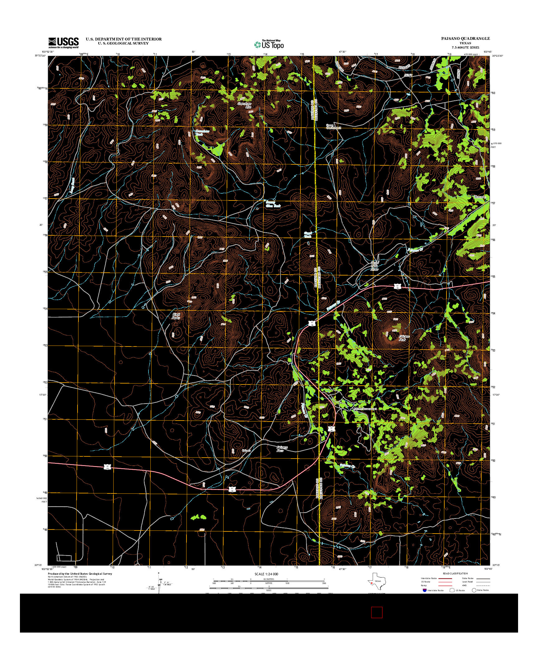 USGS US TOPO 7.5-MINUTE MAP FOR PAISANO, TX 2012