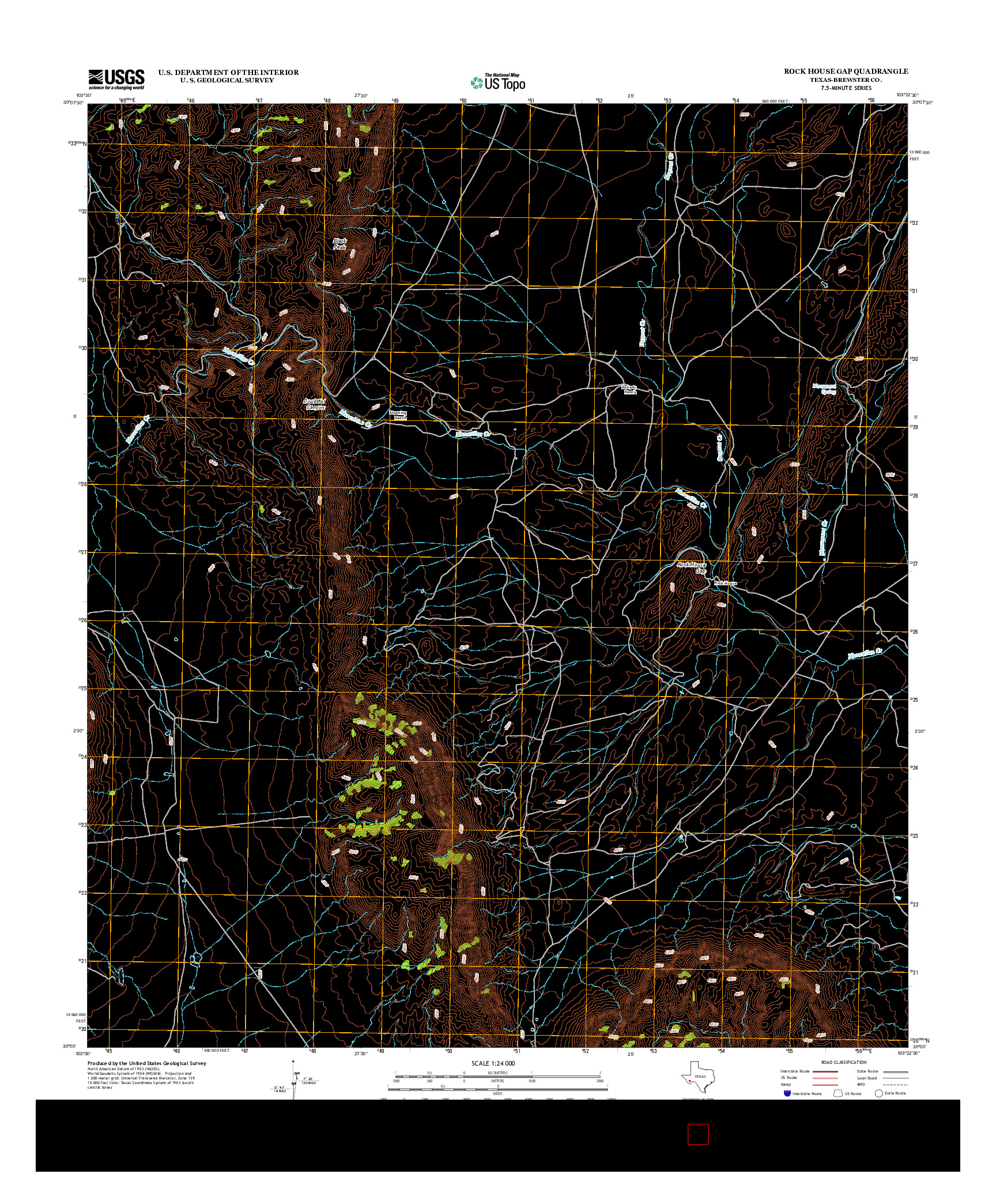 USGS US TOPO 7.5-MINUTE MAP FOR ROCK HOUSE GAP, TX 2012