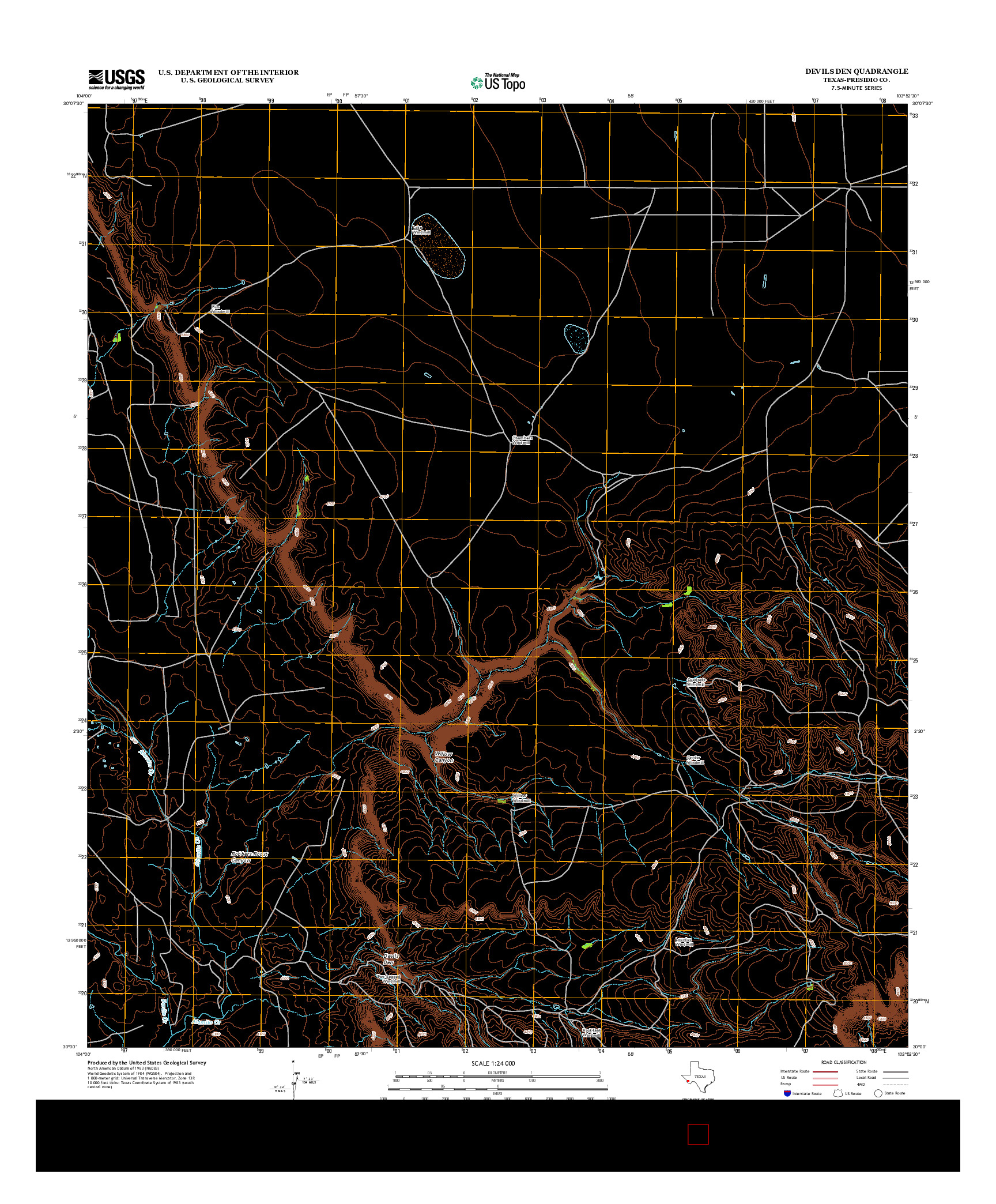 USGS US TOPO 7.5-MINUTE MAP FOR DEVILS DEN, TX 2012