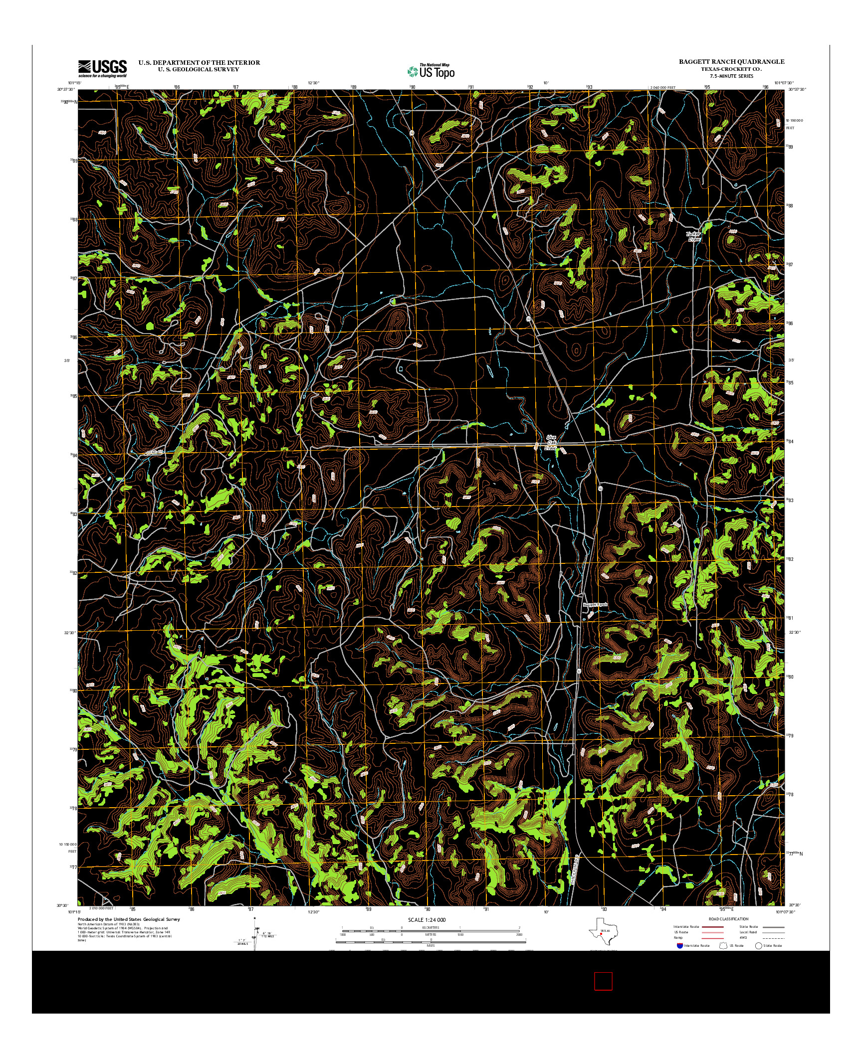 USGS US TOPO 7.5-MINUTE MAP FOR BAGGETT RANCH, TX 2012