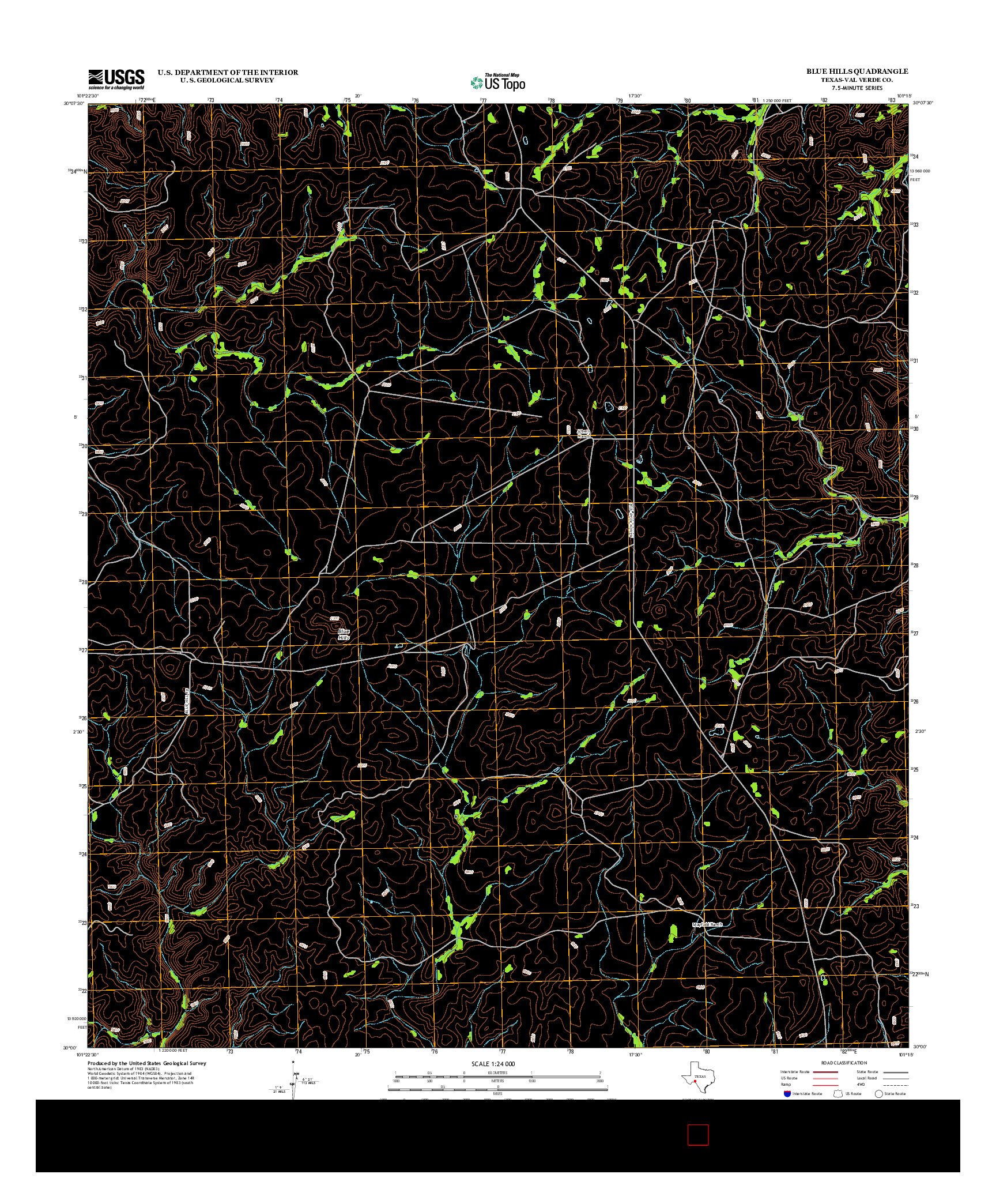 USGS US TOPO 7.5-MINUTE MAP FOR BLUE HILLS, TX 2012