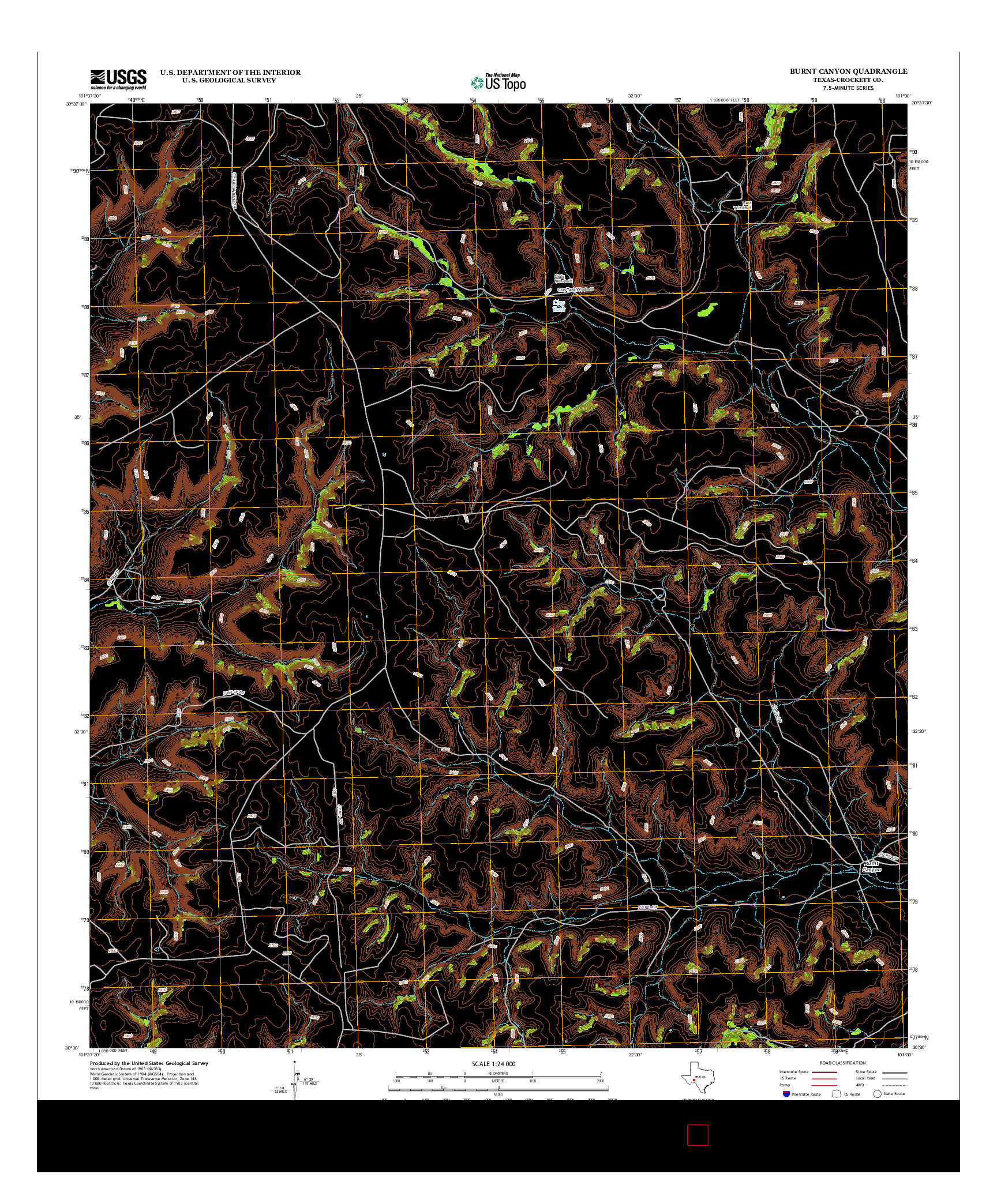 USGS US TOPO 7.5-MINUTE MAP FOR BURNT CANYON, TX 2012