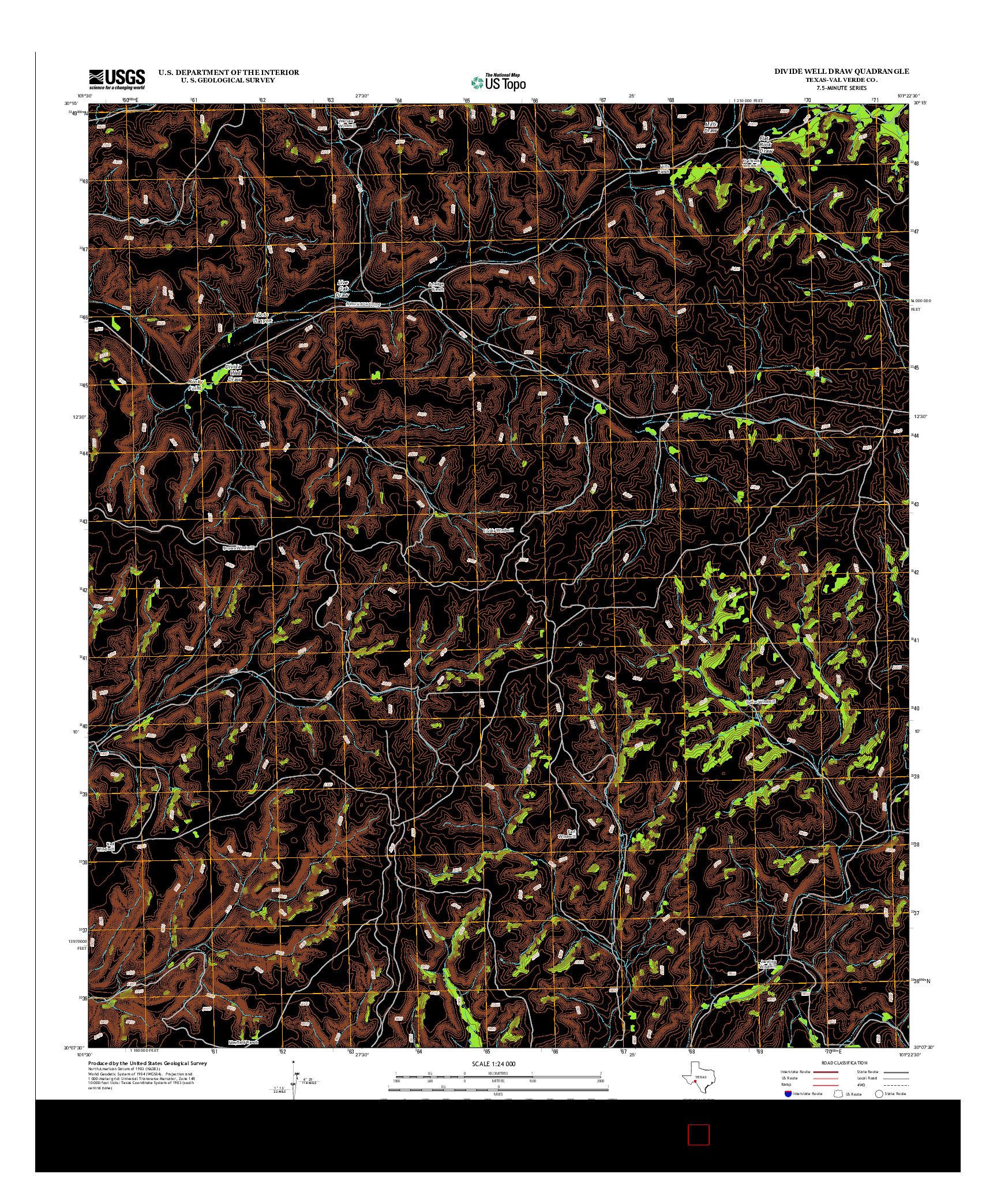 USGS US TOPO 7.5-MINUTE MAP FOR DIVIDE WELL DRAW, TX 2012