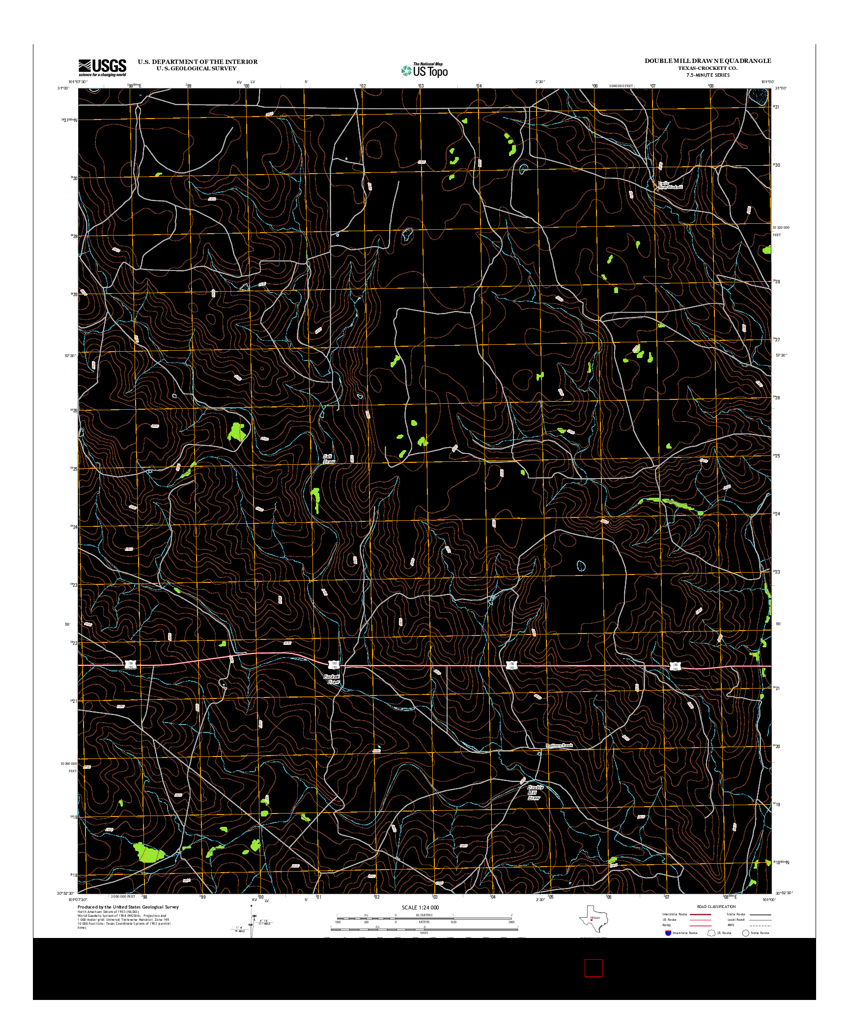 USGS US TOPO 7.5-MINUTE MAP FOR DOUBLE MILL DRAW NE, TX 2012