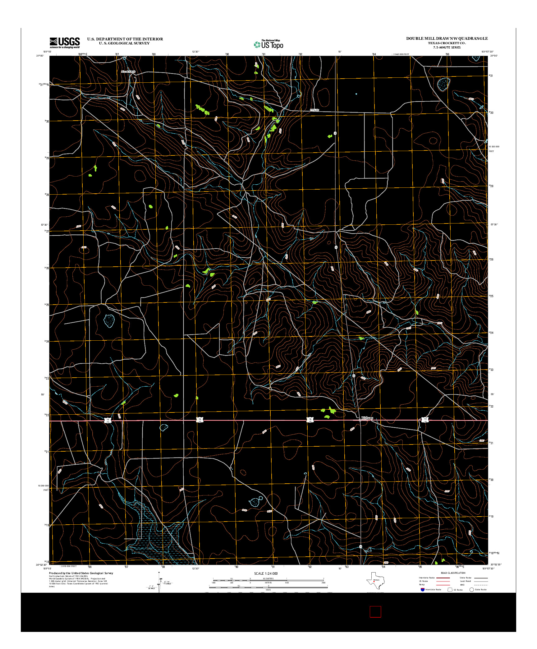 USGS US TOPO 7.5-MINUTE MAP FOR DOUBLE MILL DRAW NW, TX 2012