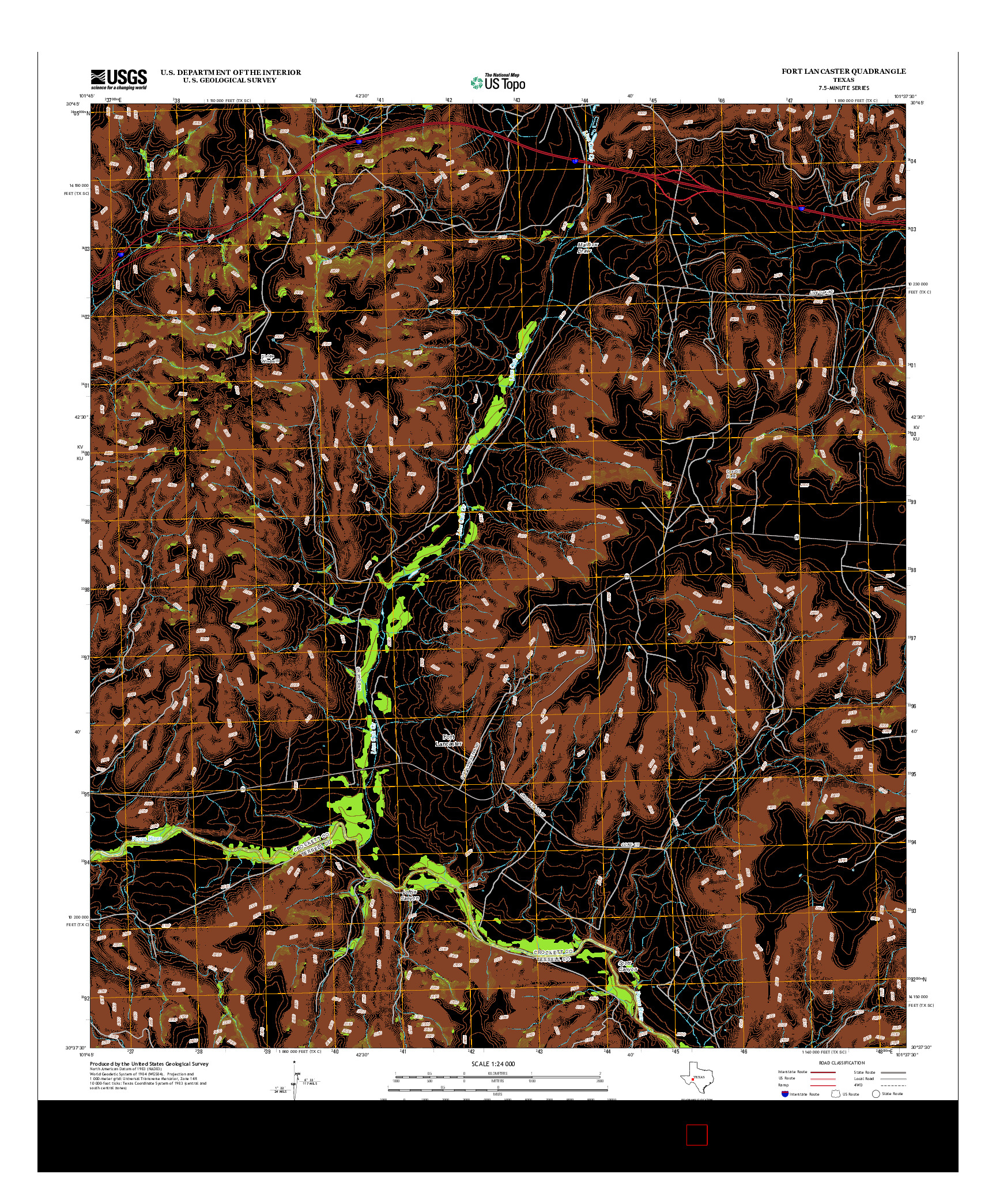 USGS US TOPO 7.5-MINUTE MAP FOR FORT LANCASTER, TX 2012