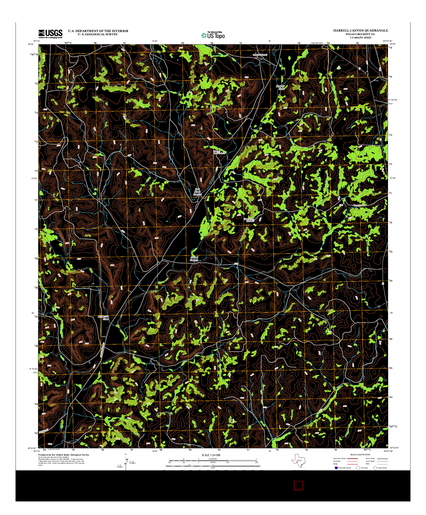 USGS US TOPO 7.5-MINUTE MAP FOR HARRELL CANYON, TX 2012