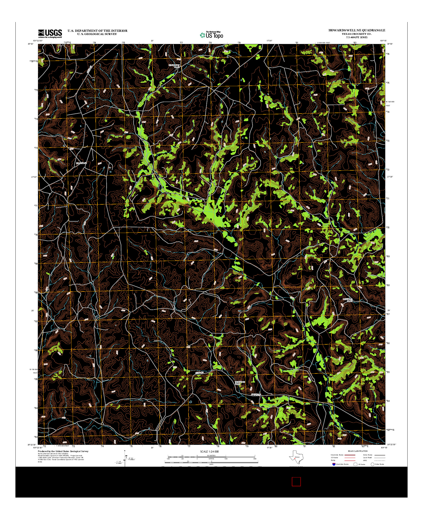 USGS US TOPO 7.5-MINUTE MAP FOR HOWARDS WELL NE, TX 2012