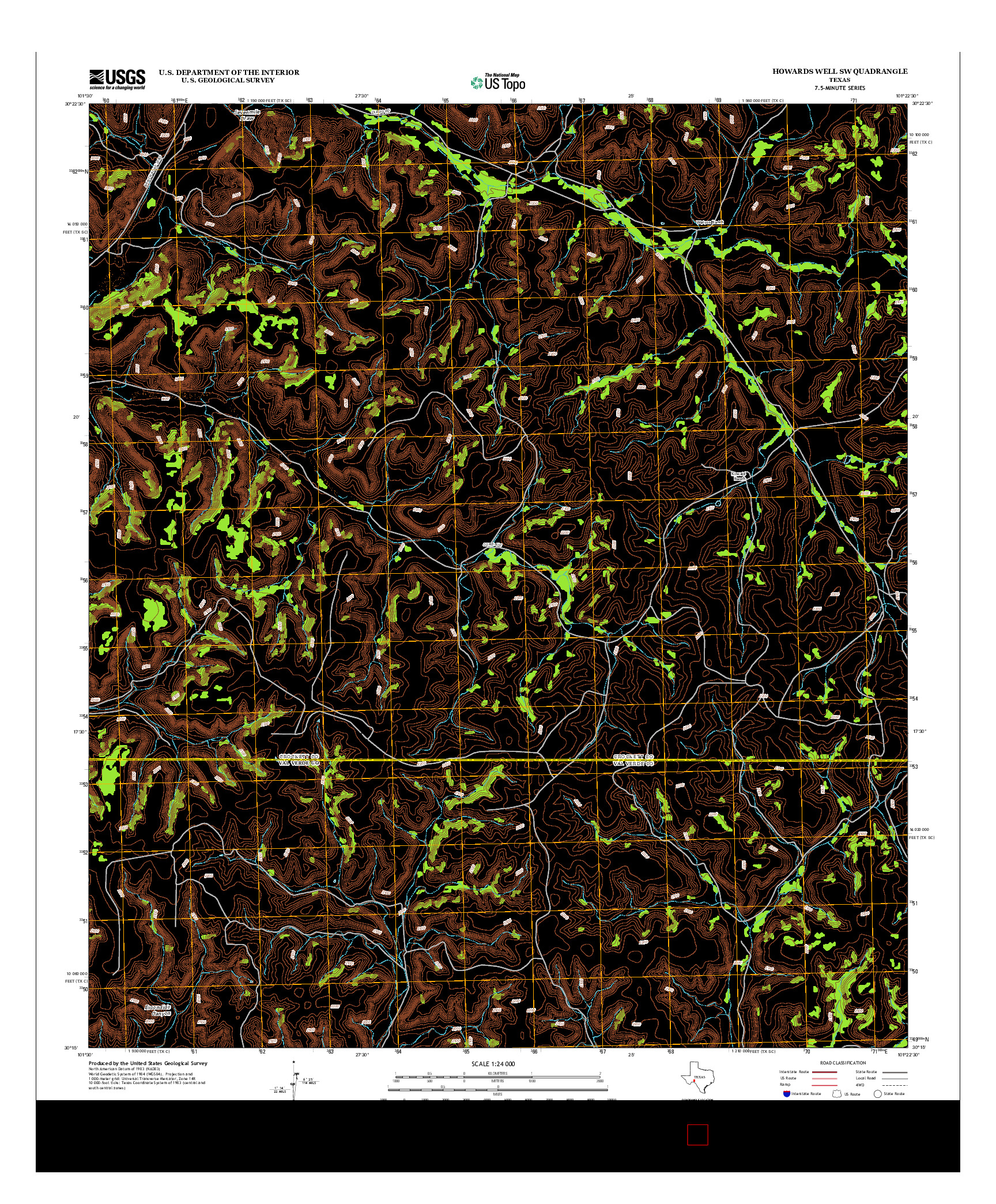 USGS US TOPO 7.5-MINUTE MAP FOR HOWARDS WELL SW, TX 2012