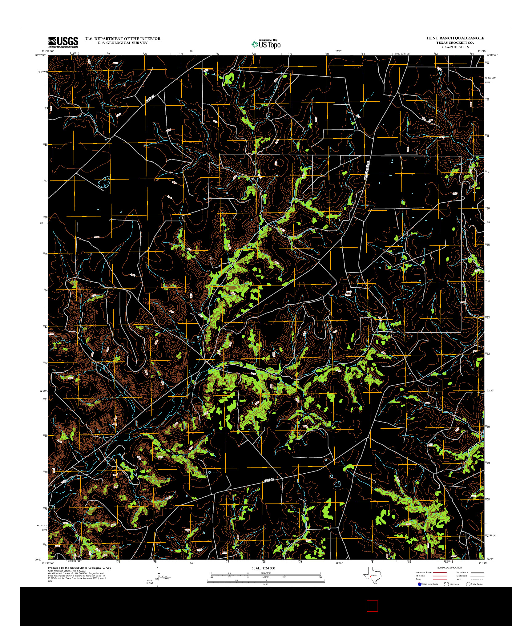 USGS US TOPO 7.5-MINUTE MAP FOR HUNT RANCH, TX 2012
