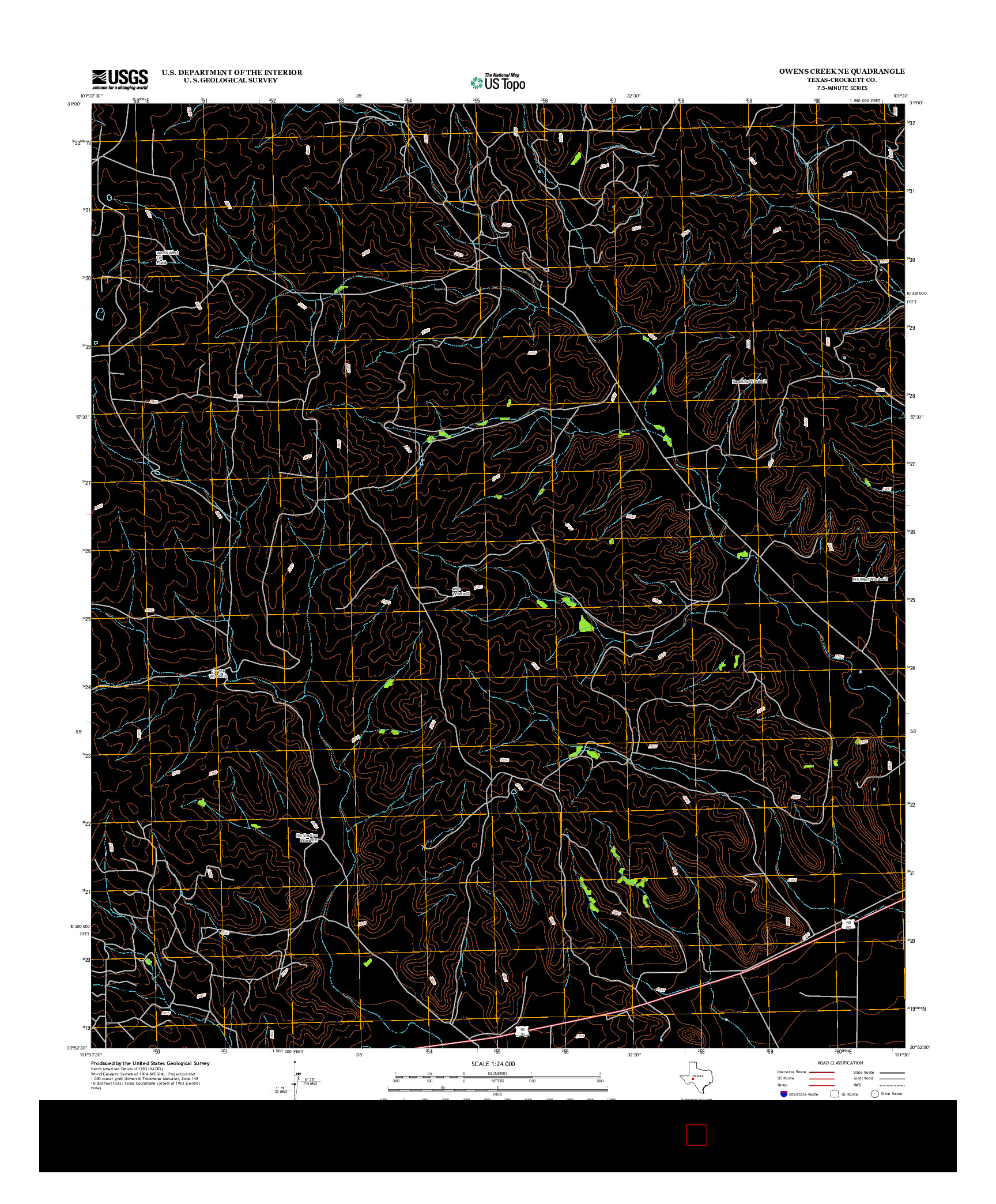 USGS US TOPO 7.5-MINUTE MAP FOR OWENS CREEK NE, TX 2012