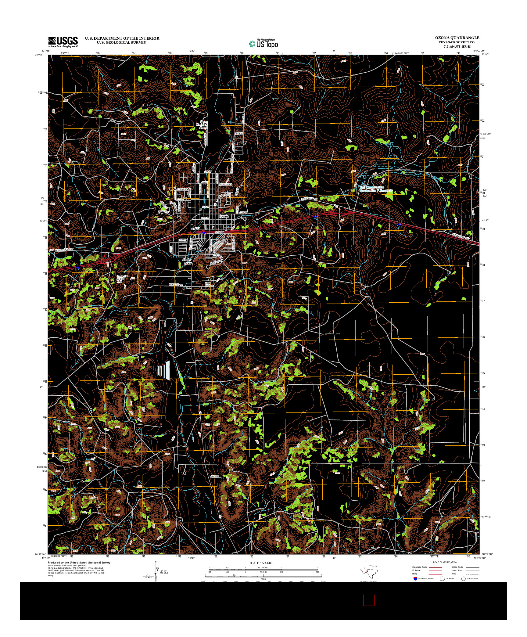 USGS US TOPO 7.5-MINUTE MAP FOR OZONA, TX 2012