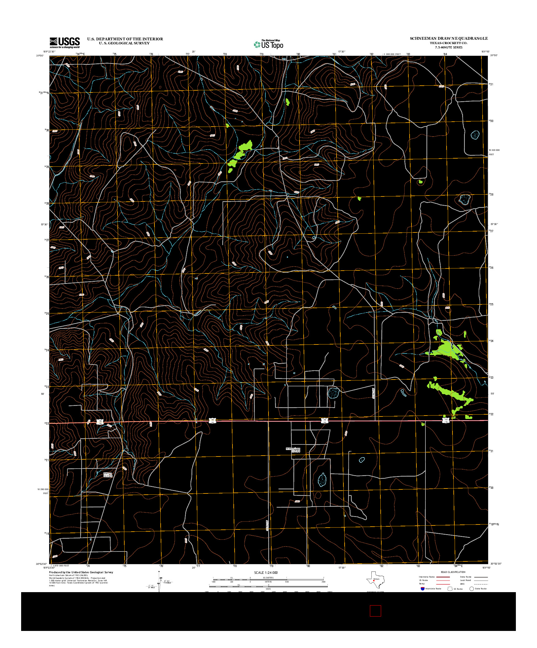 USGS US TOPO 7.5-MINUTE MAP FOR SCHNEEMAN DRAW NE, TX 2012