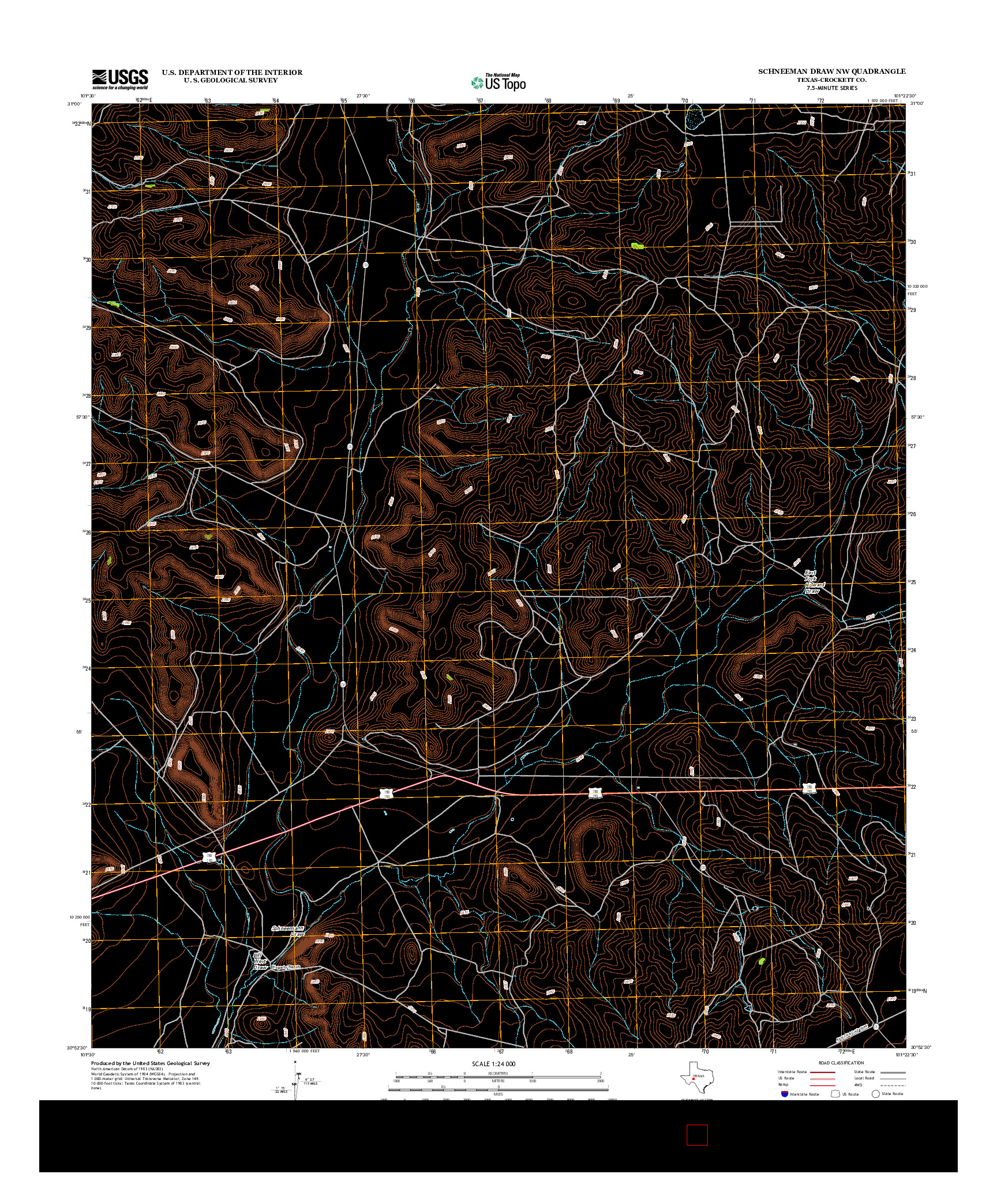 USGS US TOPO 7.5-MINUTE MAP FOR SCHNEEMAN DRAW NW, TX 2012