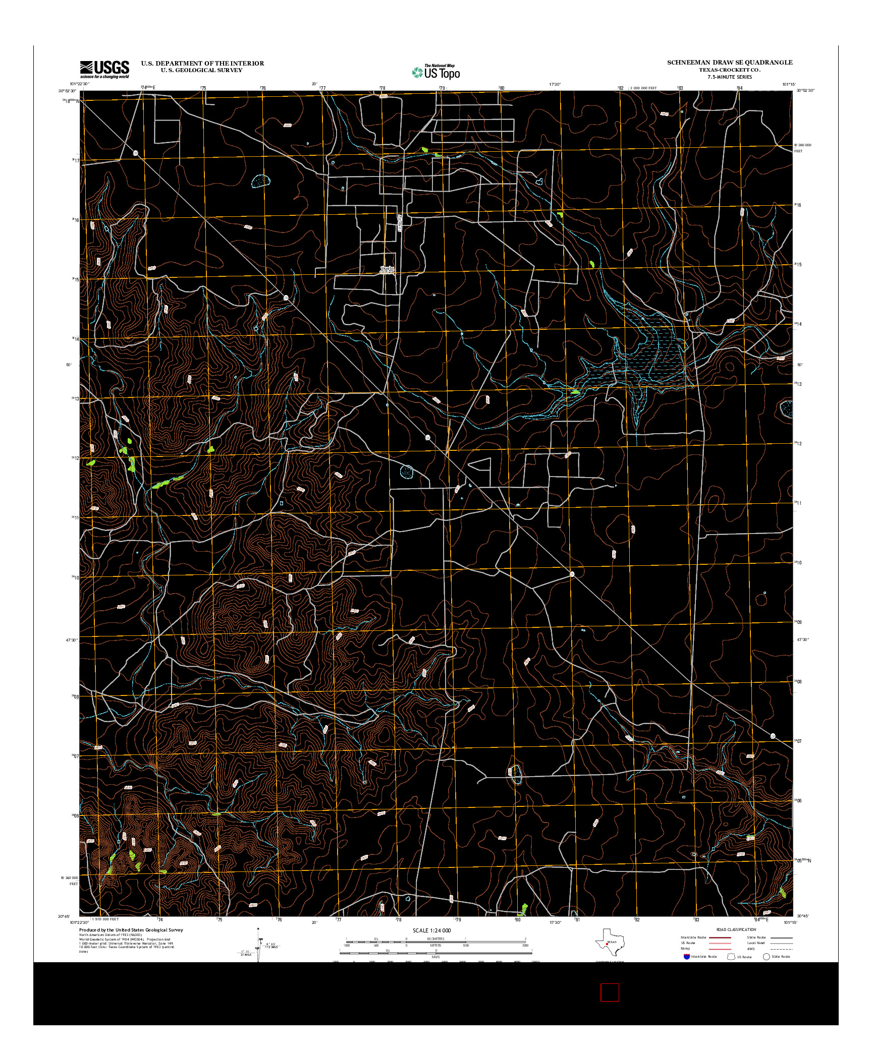 USGS US TOPO 7.5-MINUTE MAP FOR SCHNEEMAN DRAW SE, TX 2012