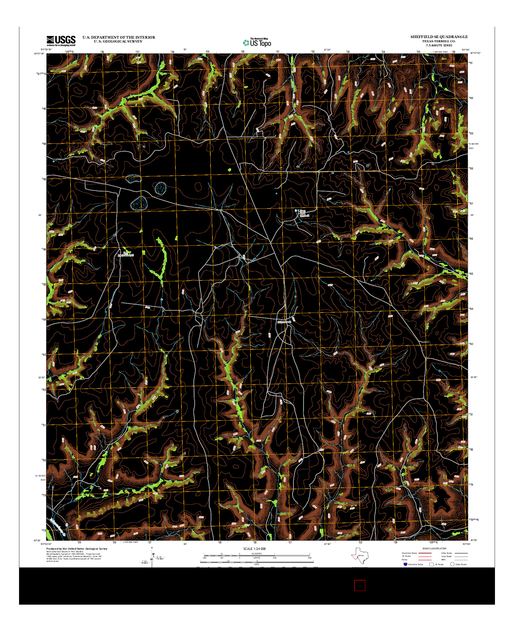 USGS US TOPO 7.5-MINUTE MAP FOR SHEFFIELD SE, TX 2012