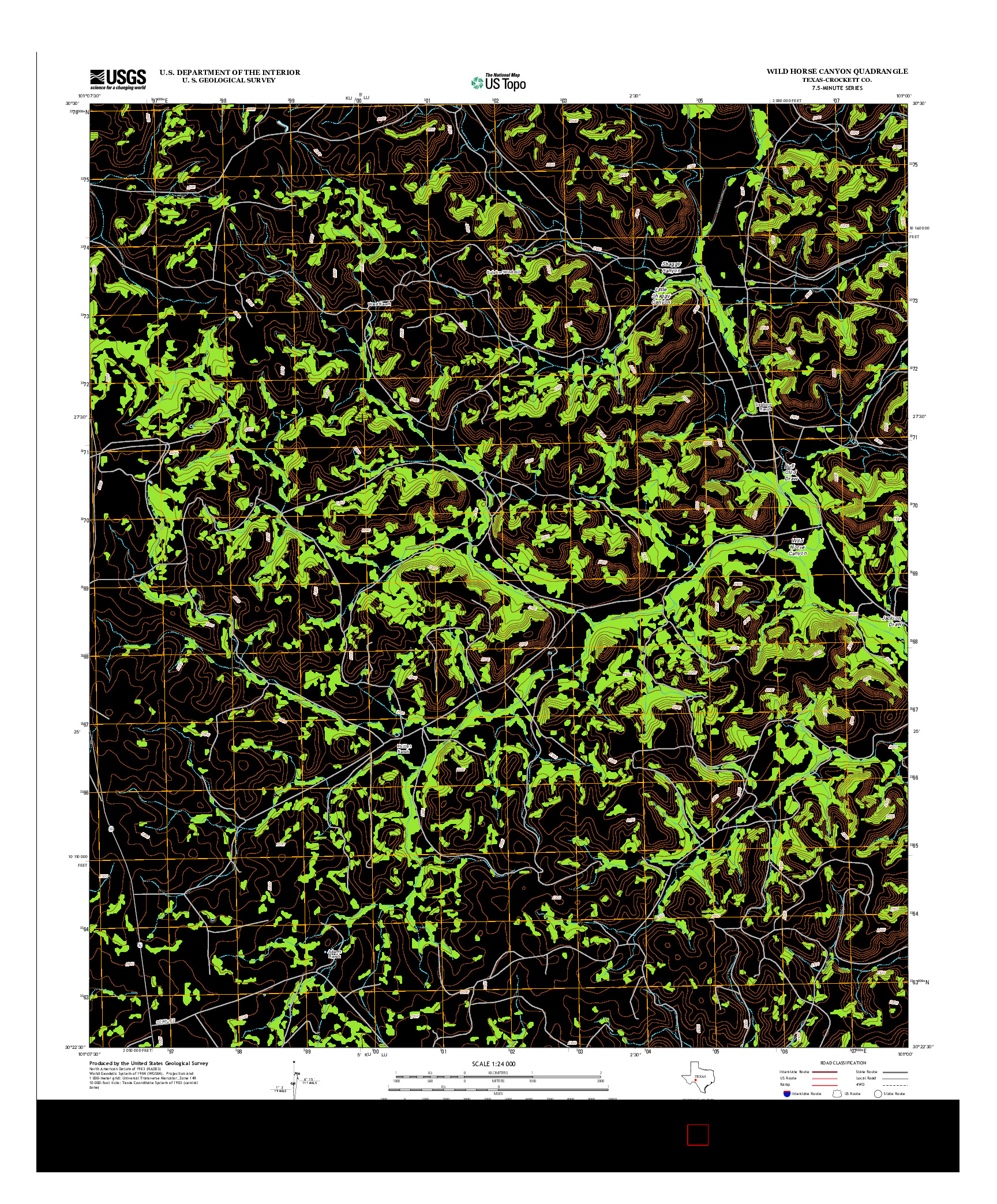 USGS US TOPO 7.5-MINUTE MAP FOR WILD HORSE CANYON, TX 2012