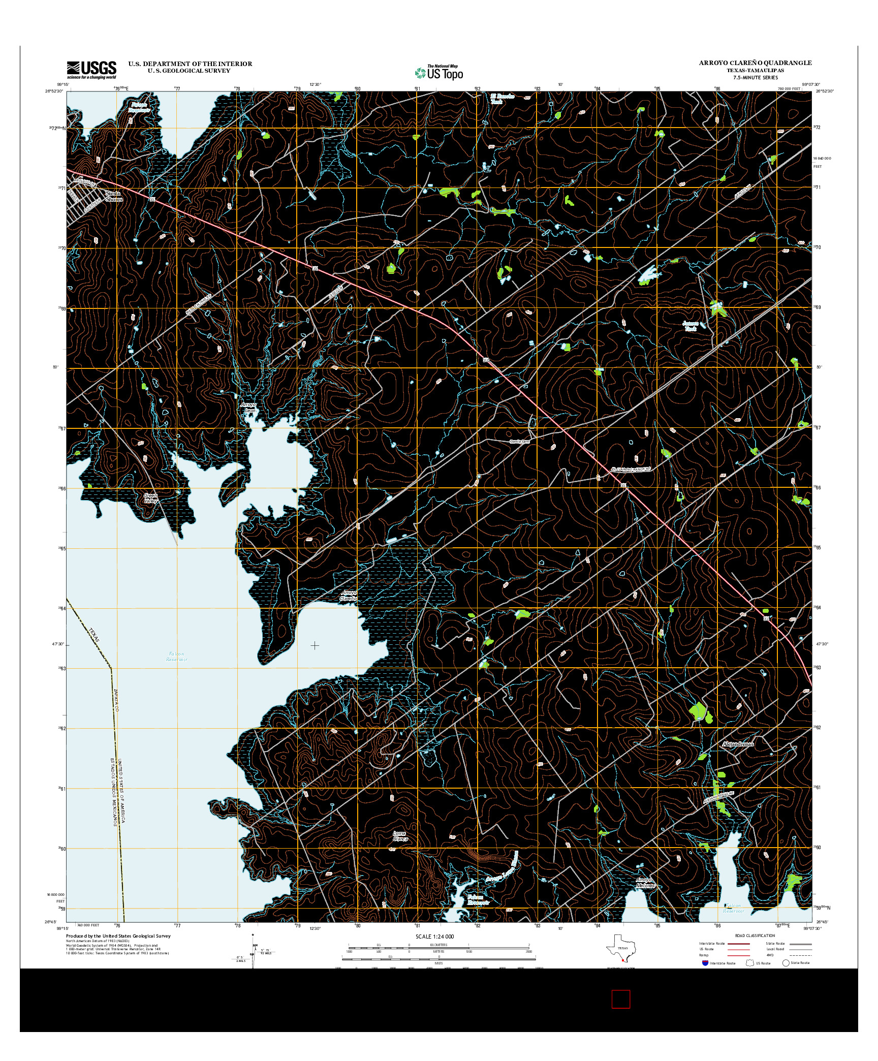 USGS US TOPO 7.5-MINUTE MAP FOR ARROYO CLAREñO, TX-TAM 2012