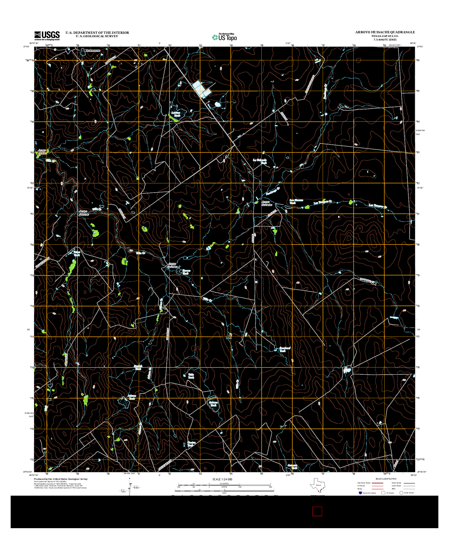 USGS US TOPO 7.5-MINUTE MAP FOR ARROYO HUISACHE, TX 2012