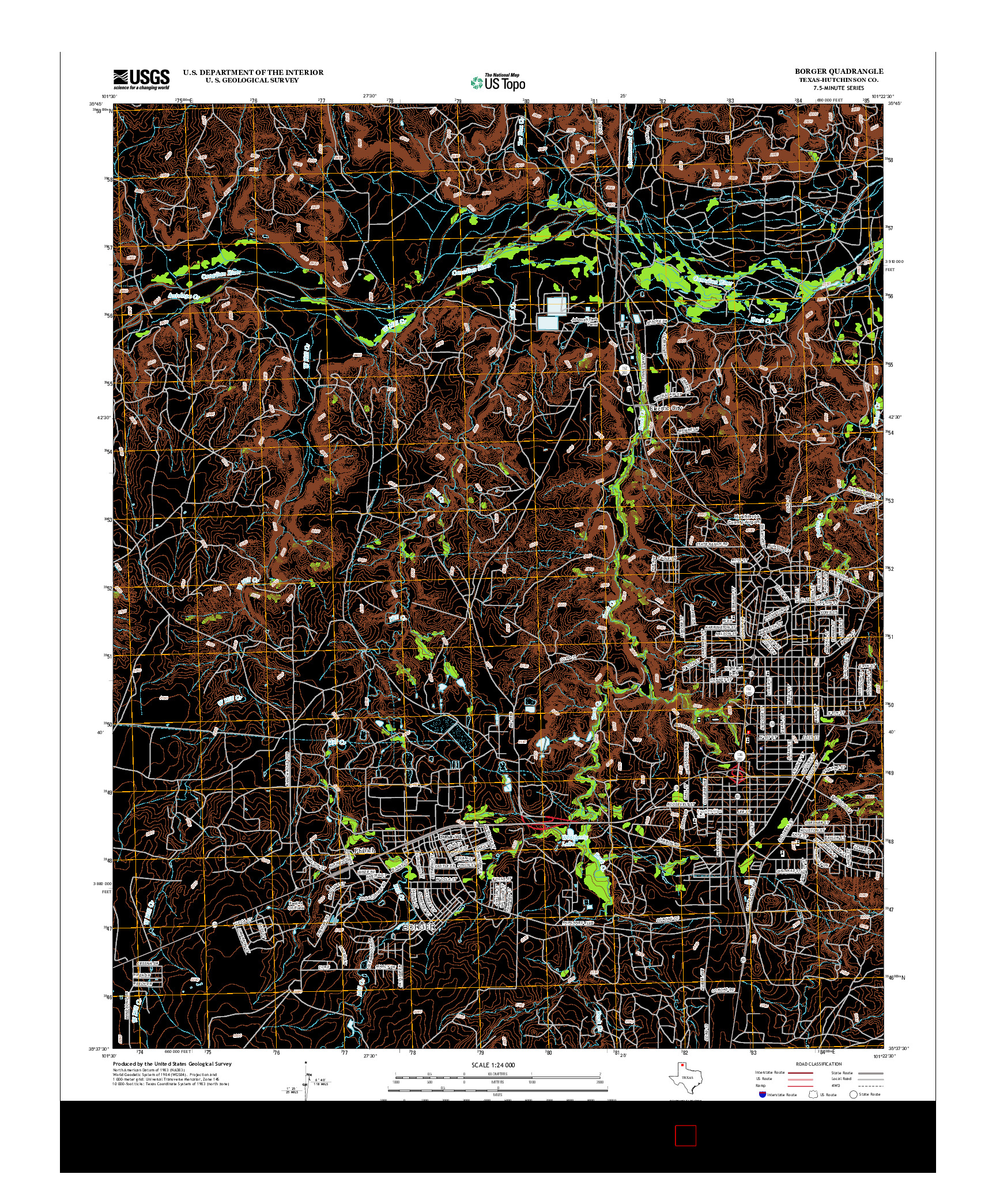 USGS US TOPO 7.5-MINUTE MAP FOR BORGER, TX 2012