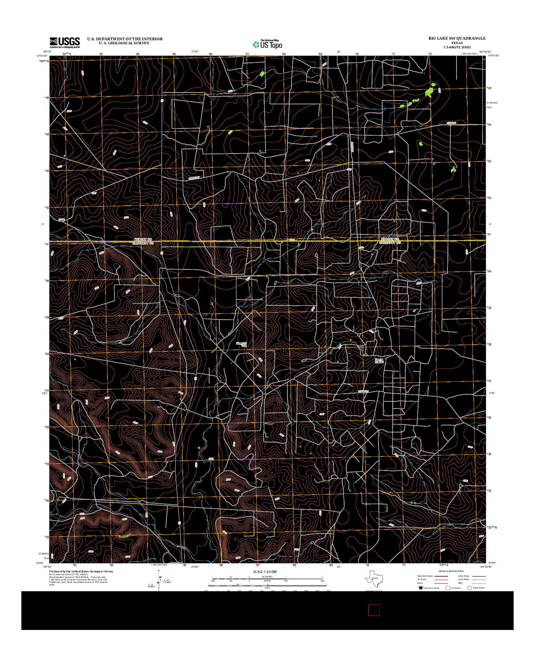 USGS US TOPO 7.5-MINUTE MAP FOR BIG LAKE SW, TX 2012