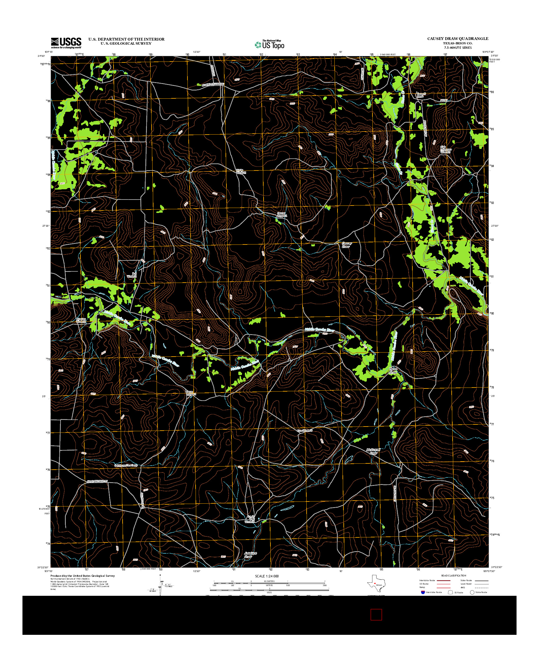 USGS US TOPO 7.5-MINUTE MAP FOR CAUSEY DRAW, TX 2012