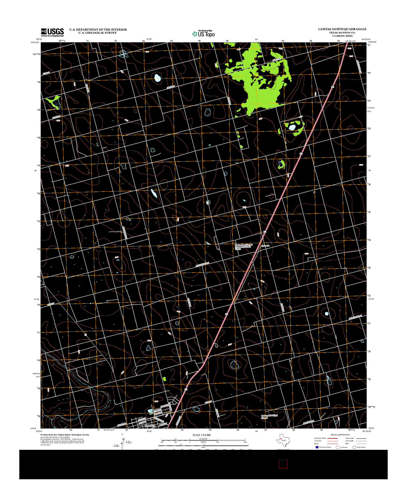 USGS US TOPO 7.5-MINUTE MAP FOR LAMESA NORTH, TX 2012