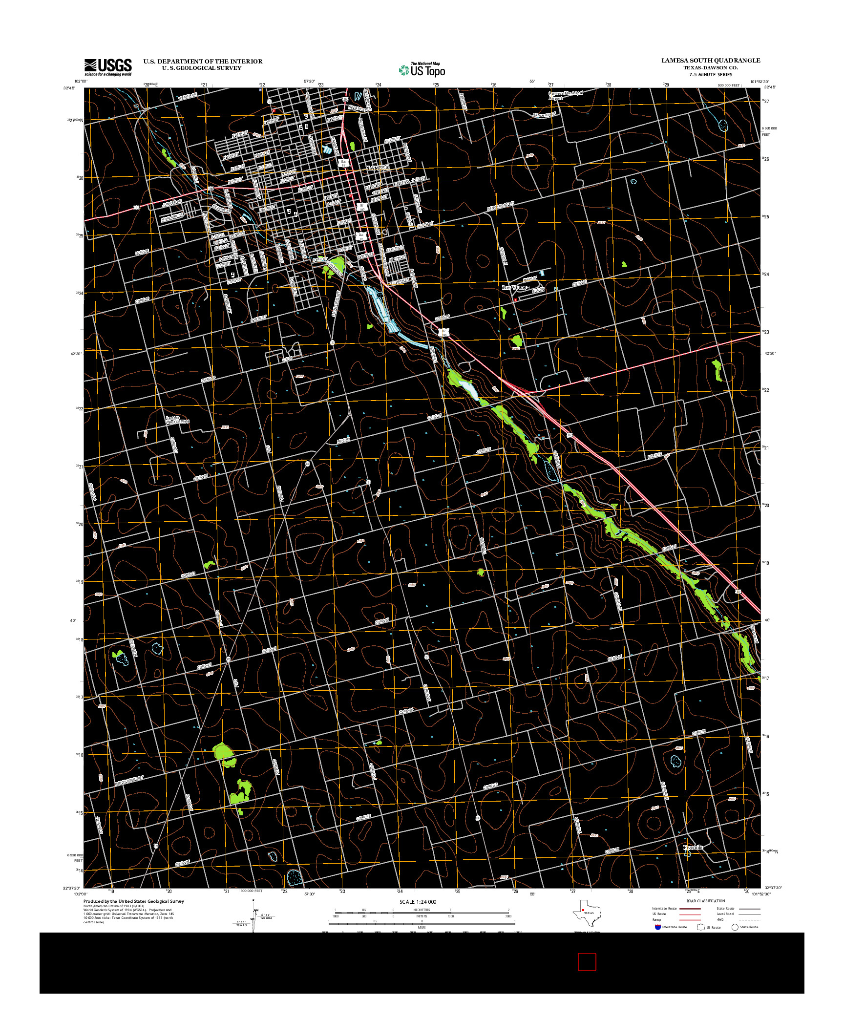 USGS US TOPO 7.5-MINUTE MAP FOR LAMESA SOUTH, TX 2012