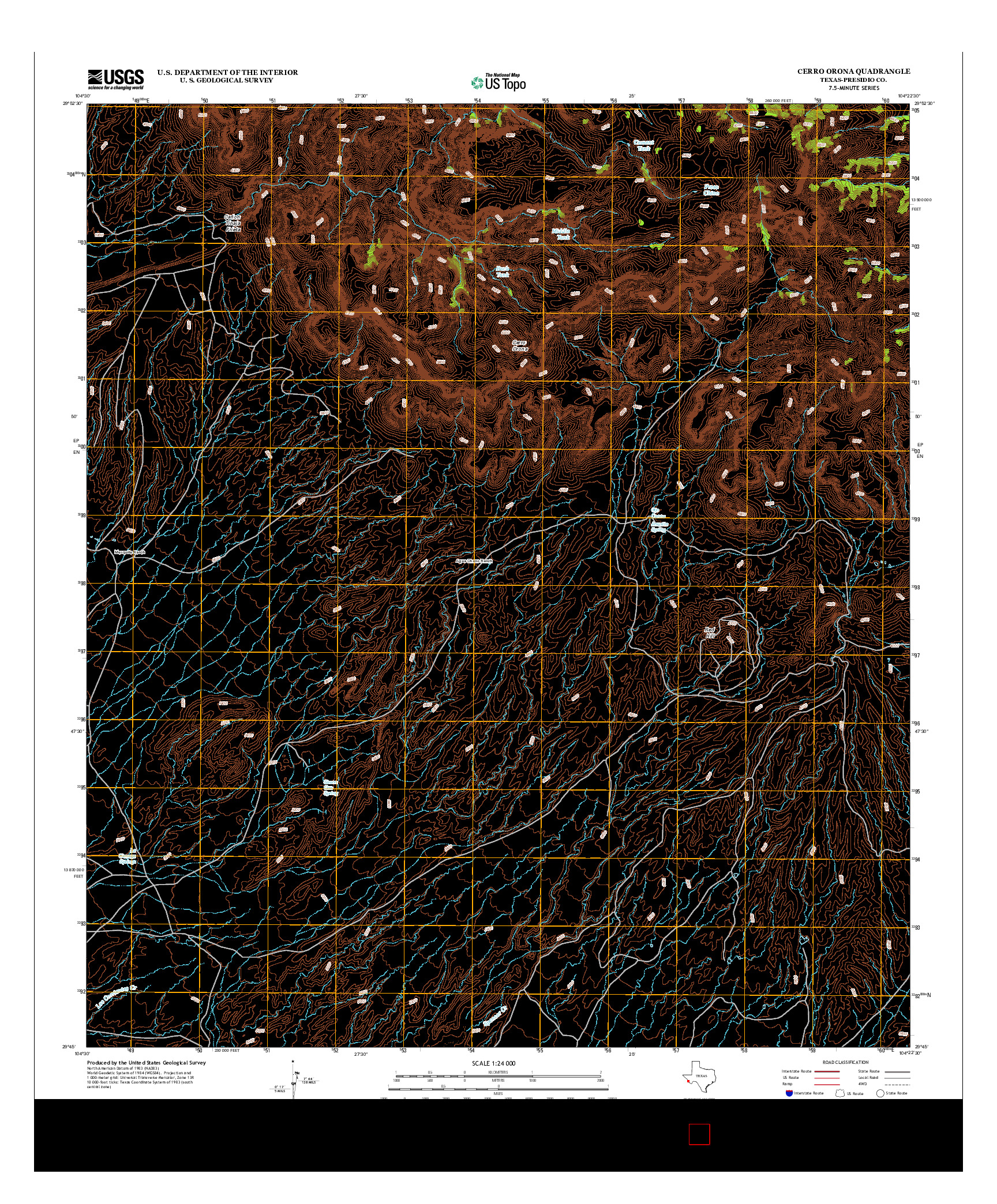 USGS US TOPO 7.5-MINUTE MAP FOR CERRO ORONA, TX 2012