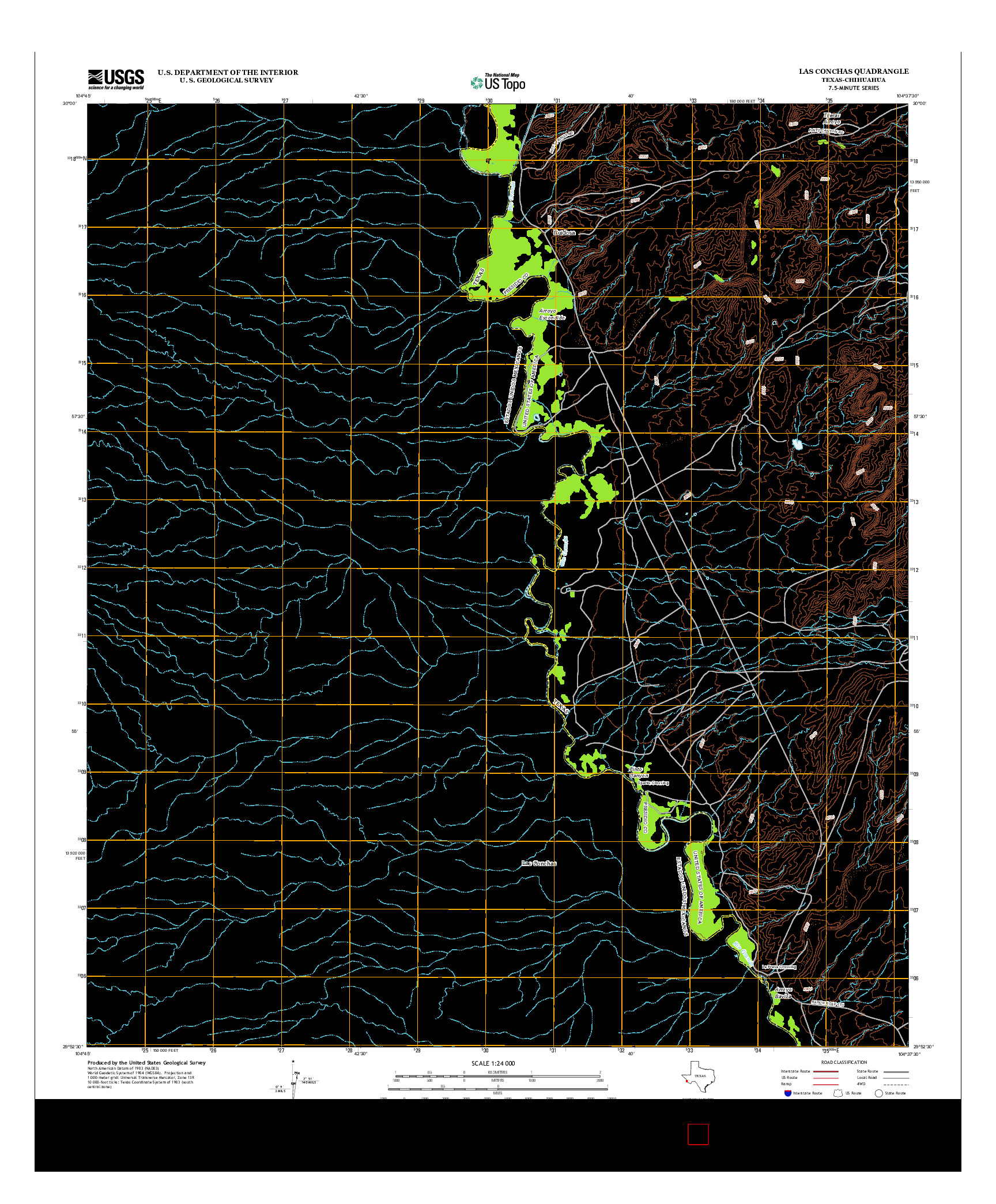 USGS US TOPO 7.5-MINUTE MAP FOR LAS CONCHAS, TX-CHH 2012