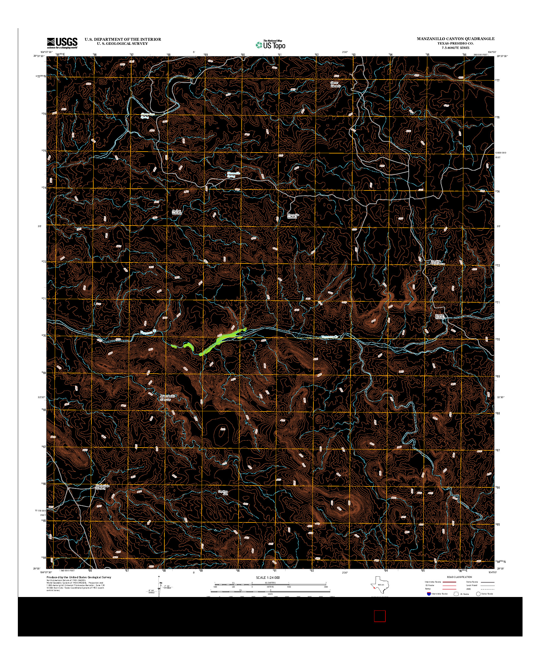 USGS US TOPO 7.5-MINUTE MAP FOR MANZANILLO CANYON, TX 2012