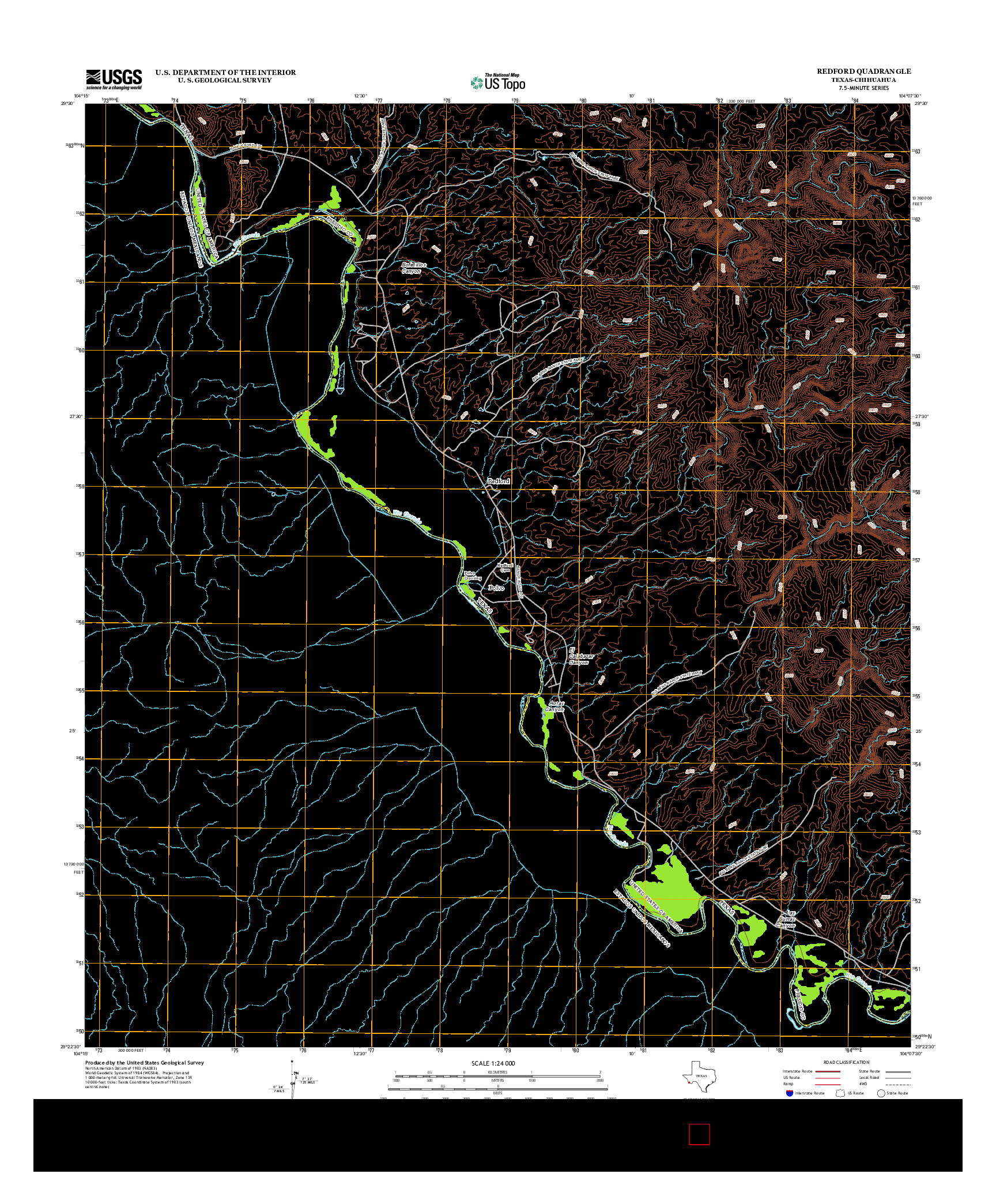 USGS US TOPO 7.5-MINUTE MAP FOR REDFORD, TX-CHH 2012