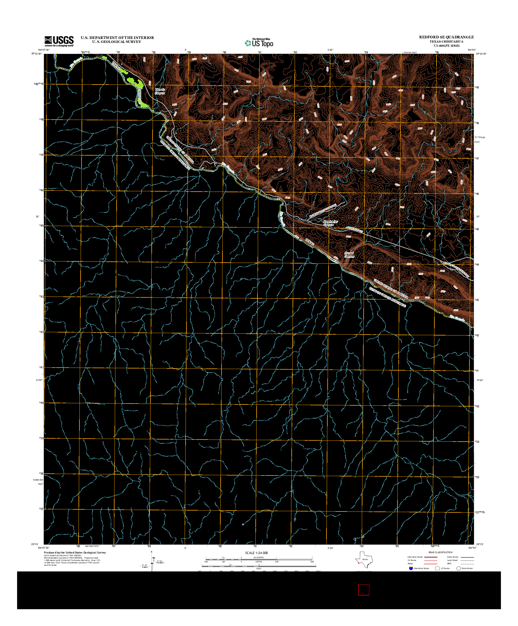 USGS US TOPO 7.5-MINUTE MAP FOR REDFORD SE, TX-CHH 2012